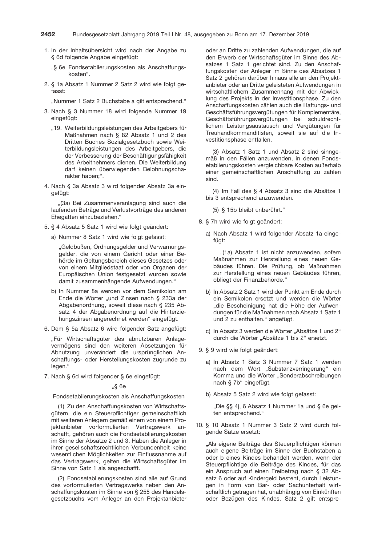 BGBl. 2019, Seite 2452 — Originalseite als Abbildung
