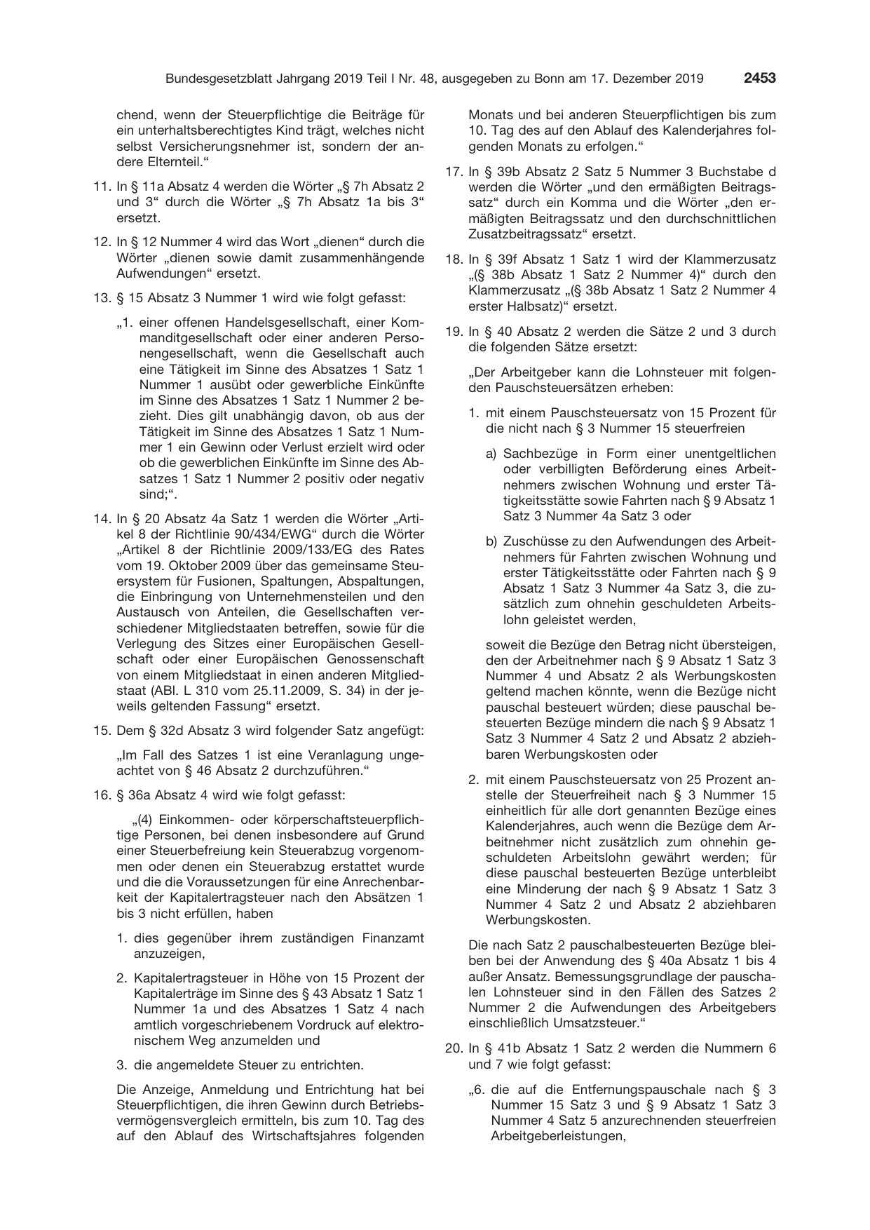 BGBl. 2019, Seite 2453 — Originalseite als Abbildung