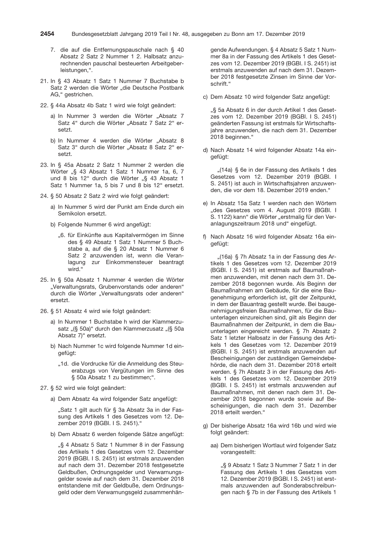 BGBl. 2019, Seite 2454 — Originalseite als Abbildung