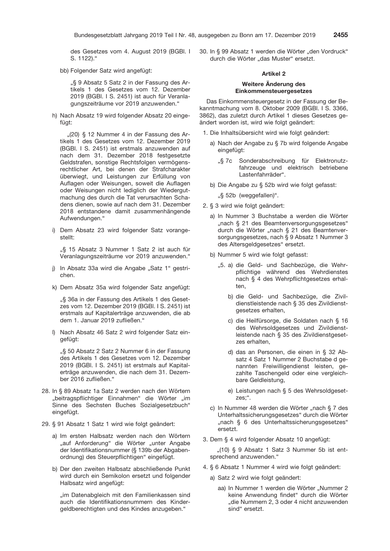 BGBl. 2019, Seite 2455 — Originalseite als Abbildung
