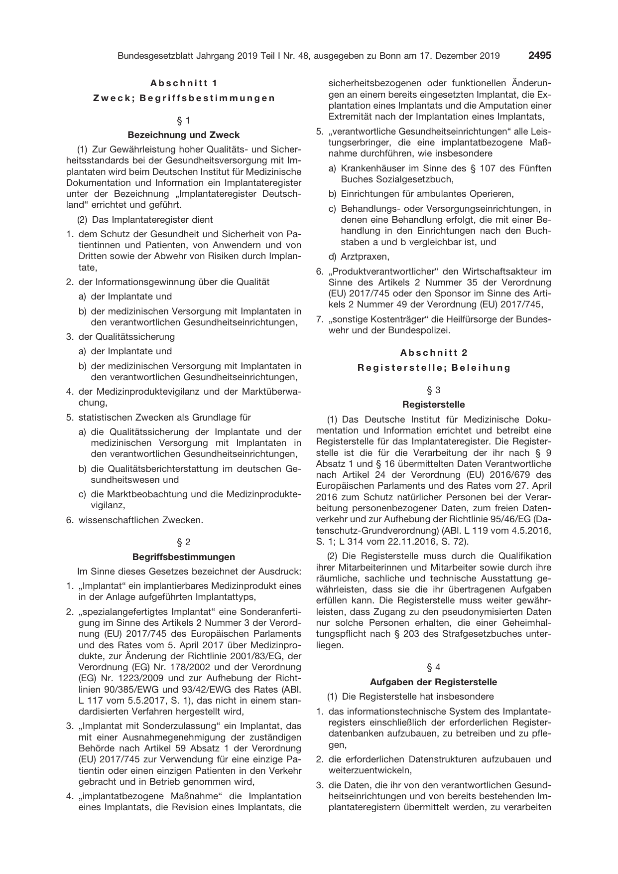 BGBl. 2019, Seite 2495 — Originalseite als Abbildung