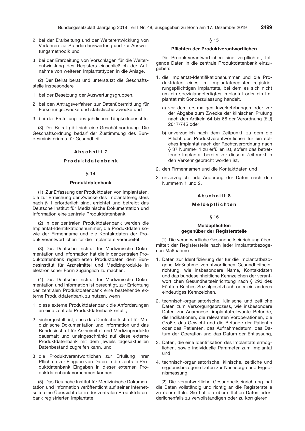 BGBl. 2019, Seite 2499 — Originalseite als Abbildung