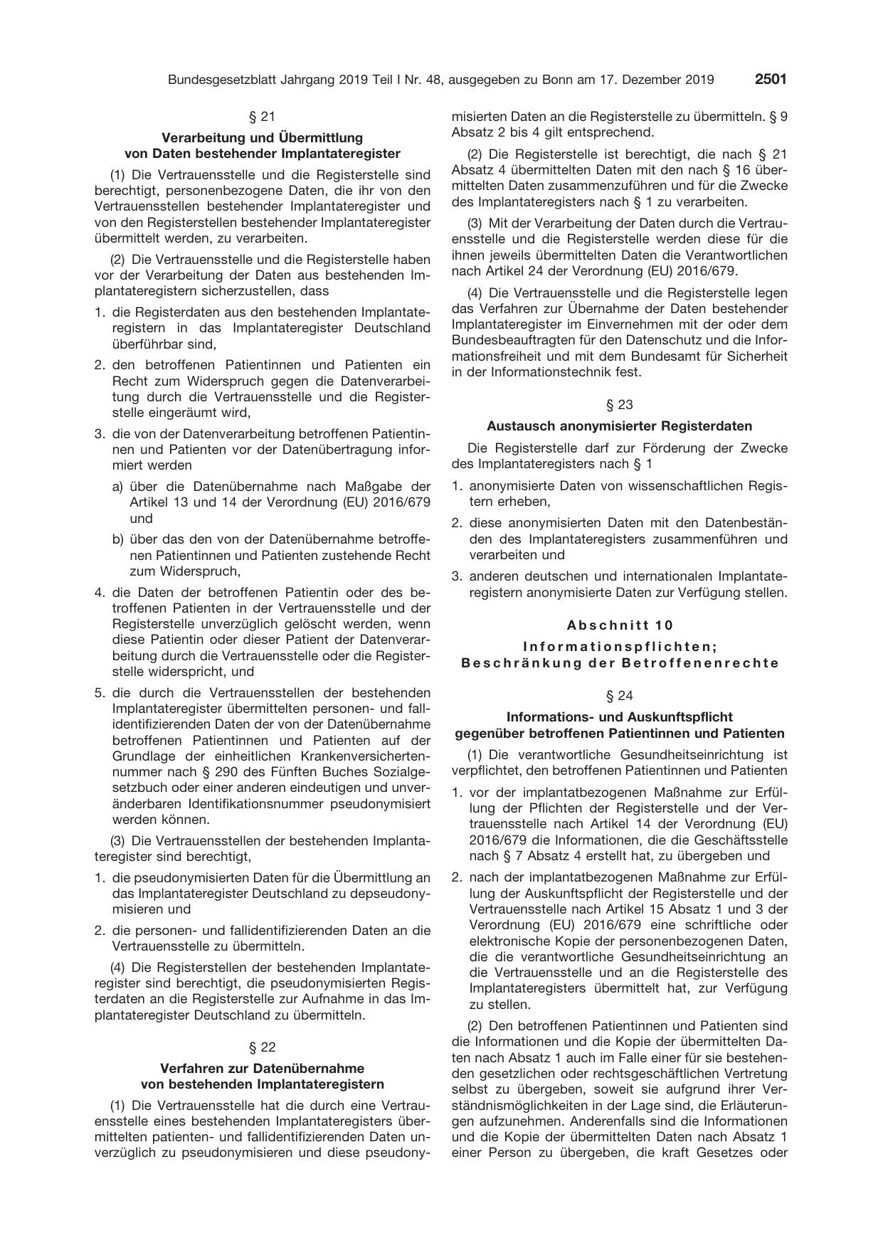 BGBl. 2019, Seite 2501 — Originalseite als Abbildung