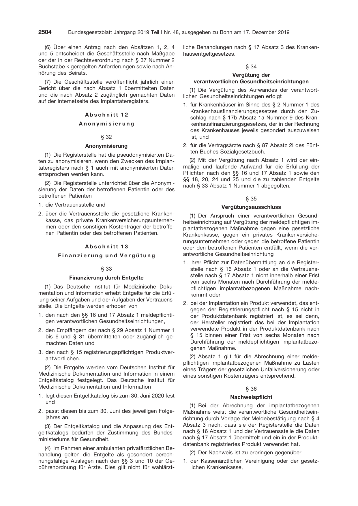 BGBl. 2019, Seite 2504 — Originalseite als Abbildung