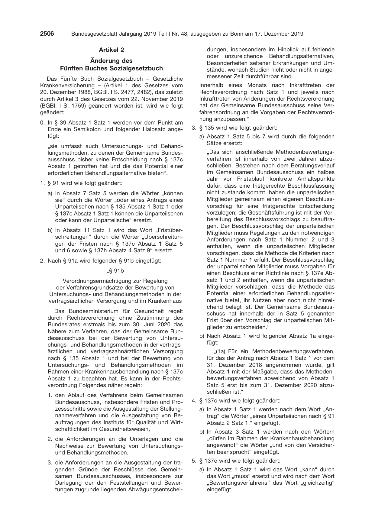 BGBl. 2019, Seite 2506 — Originalseite als Abbildung