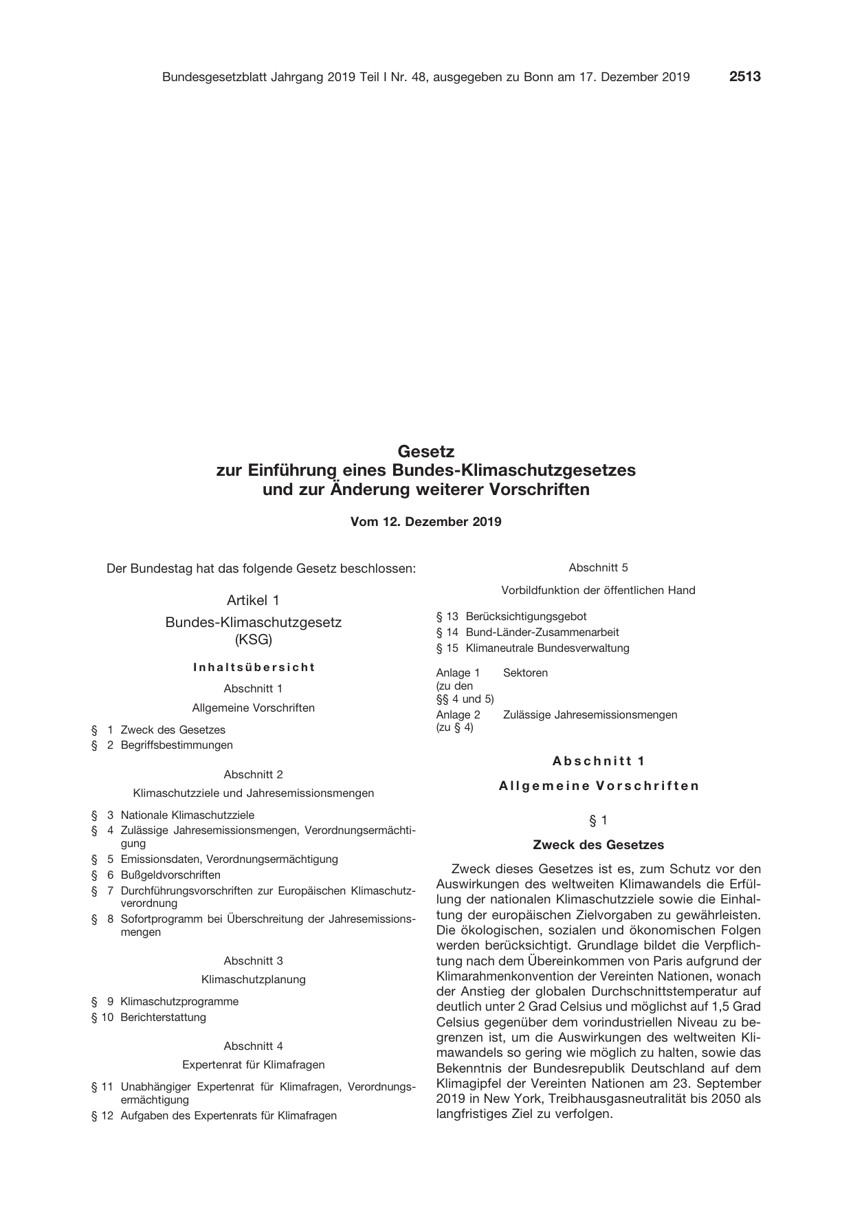 BGBl. 2019, Seite 2513 — Originalseite als Abbildung