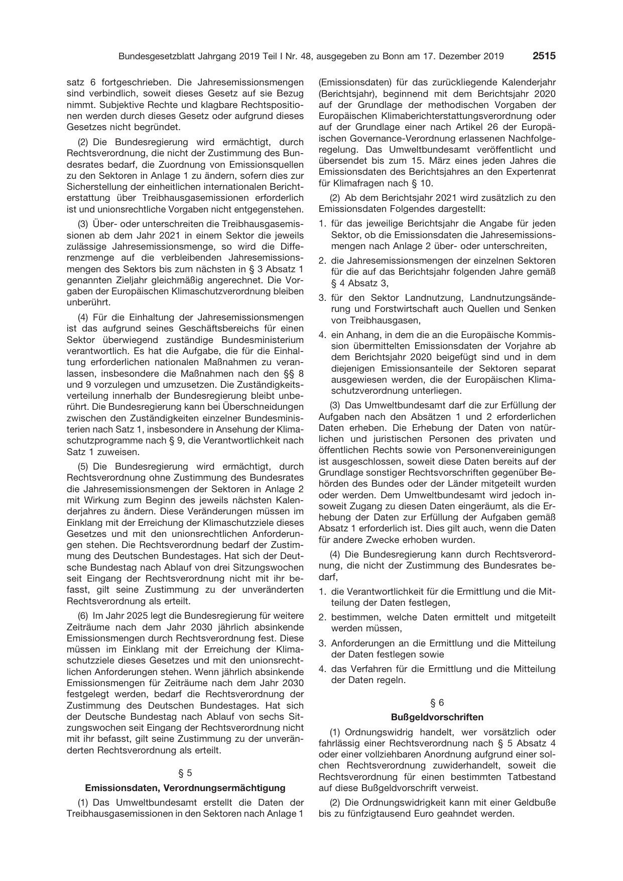 BGBl. 2019, Seite 2515 — Originalseite als Abbildung