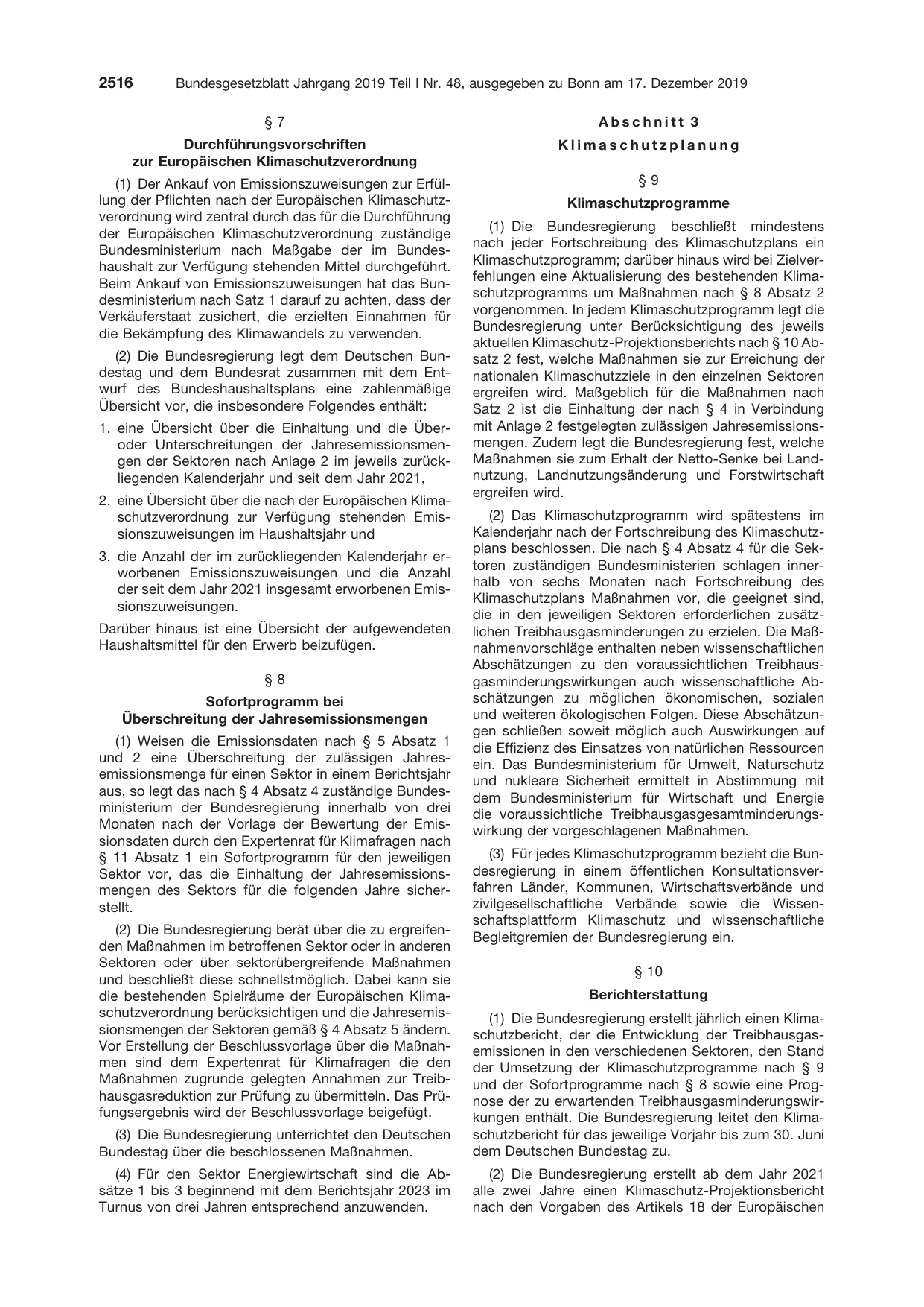 BGBl. 2019, Seite 2516 — Originalseite als Abbildung