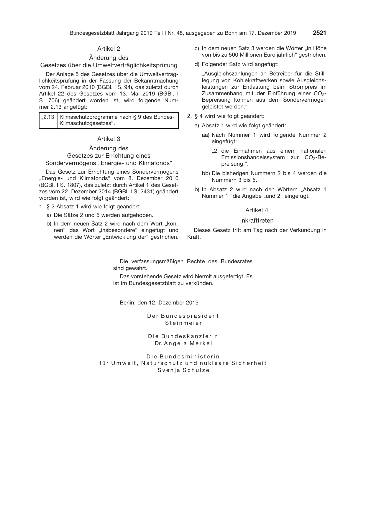 BGBl. 2019, Seite 2521 — Originalseite als Abbildung