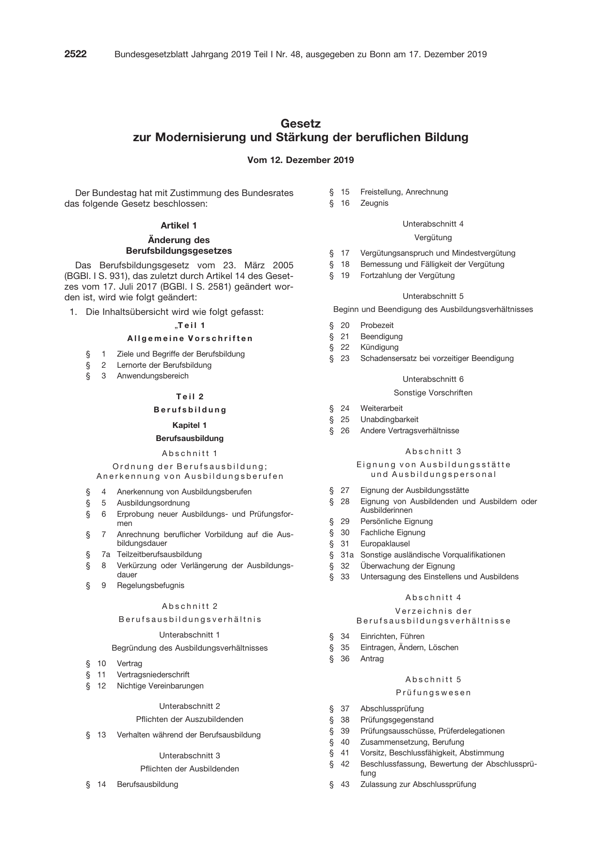 BGBl. 2019, Seite 2522 — Originalseite als Abbildung