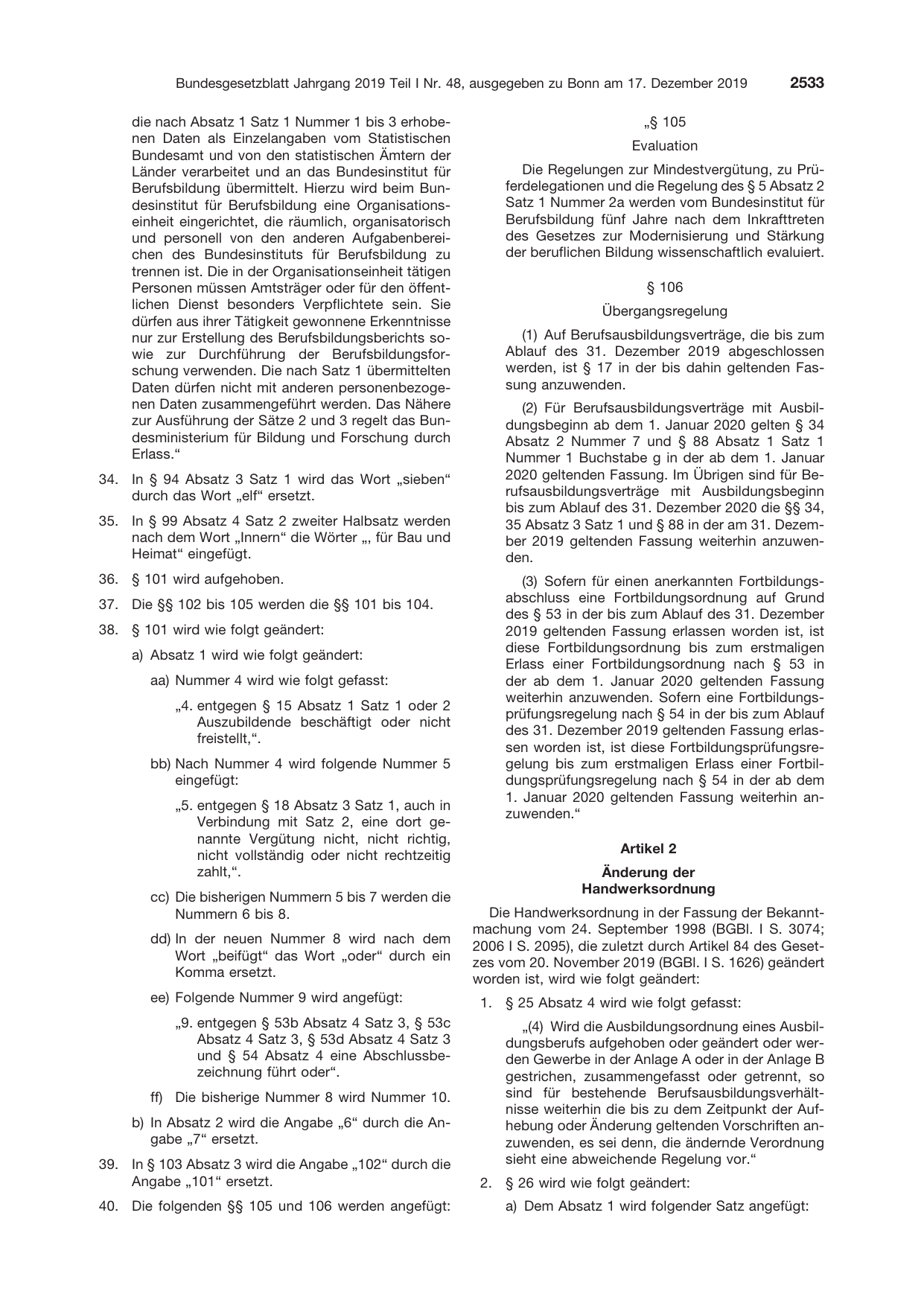 BGBl. 2019, Seite 2533 — Originalseite als Abbildung