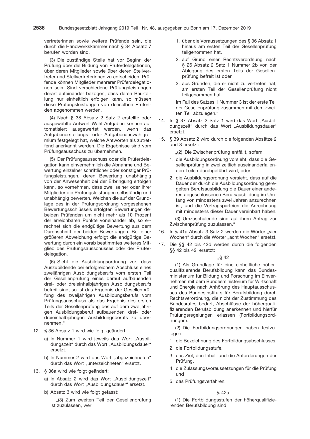 BGBl. 2019, Seite 2536 — Originalseite als Abbildung