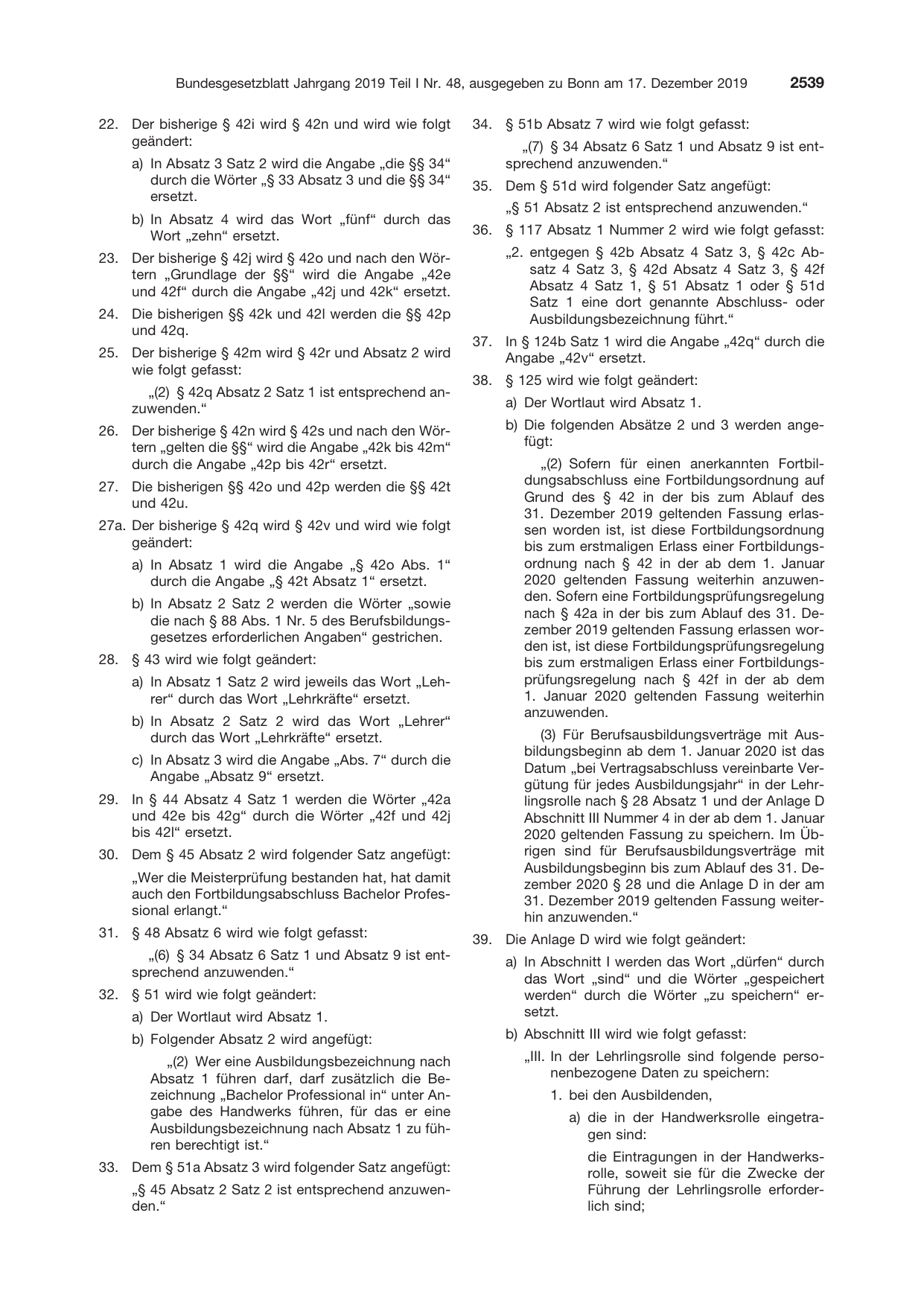BGBl. 2019, Seite 2539 — Originalseite als Abbildung