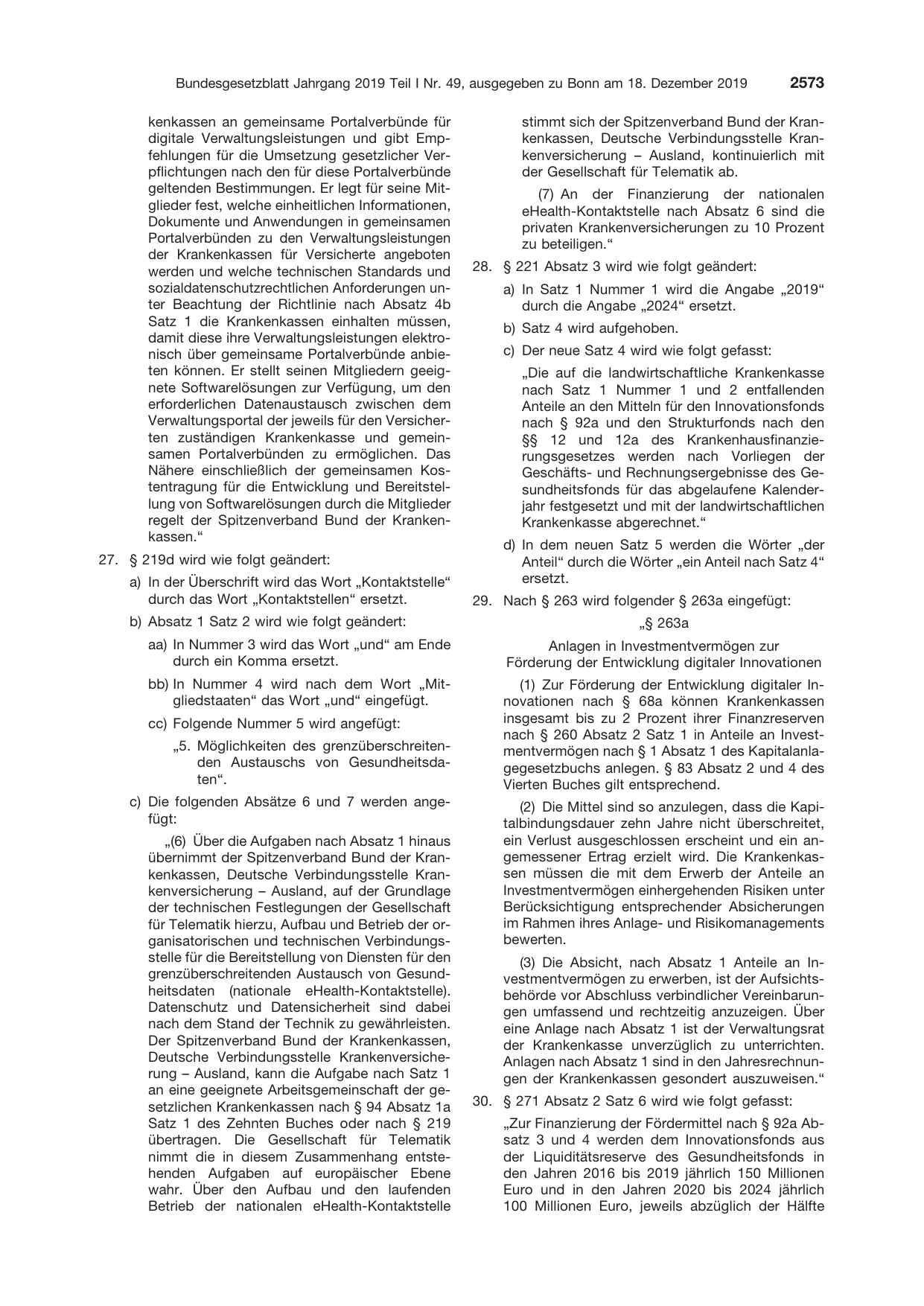 BGBl. 2019, Seite 2573 — Originalseite als Abbildung