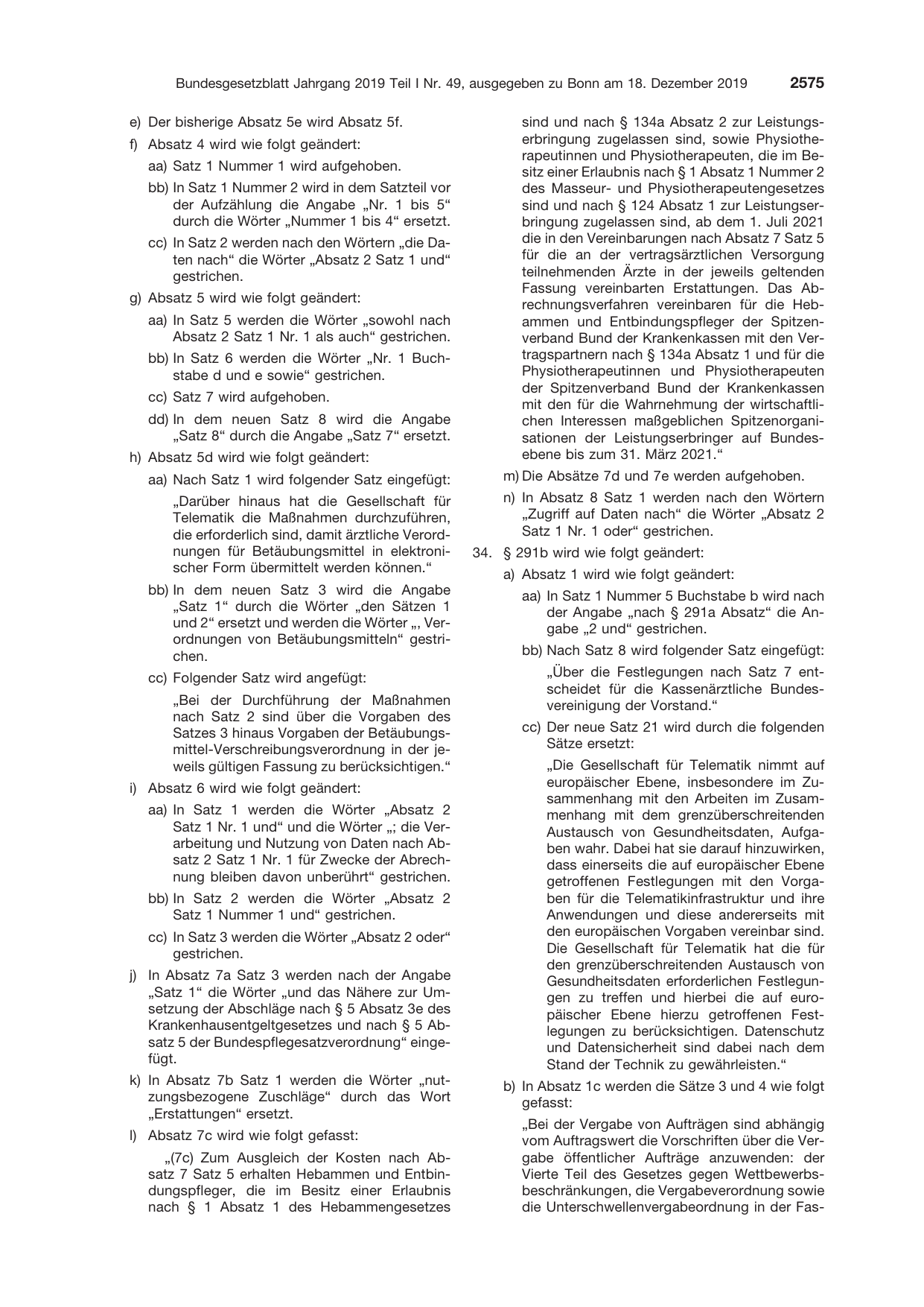 BGBl. 2019, Seite 2575 — Originalseite als Abbildung