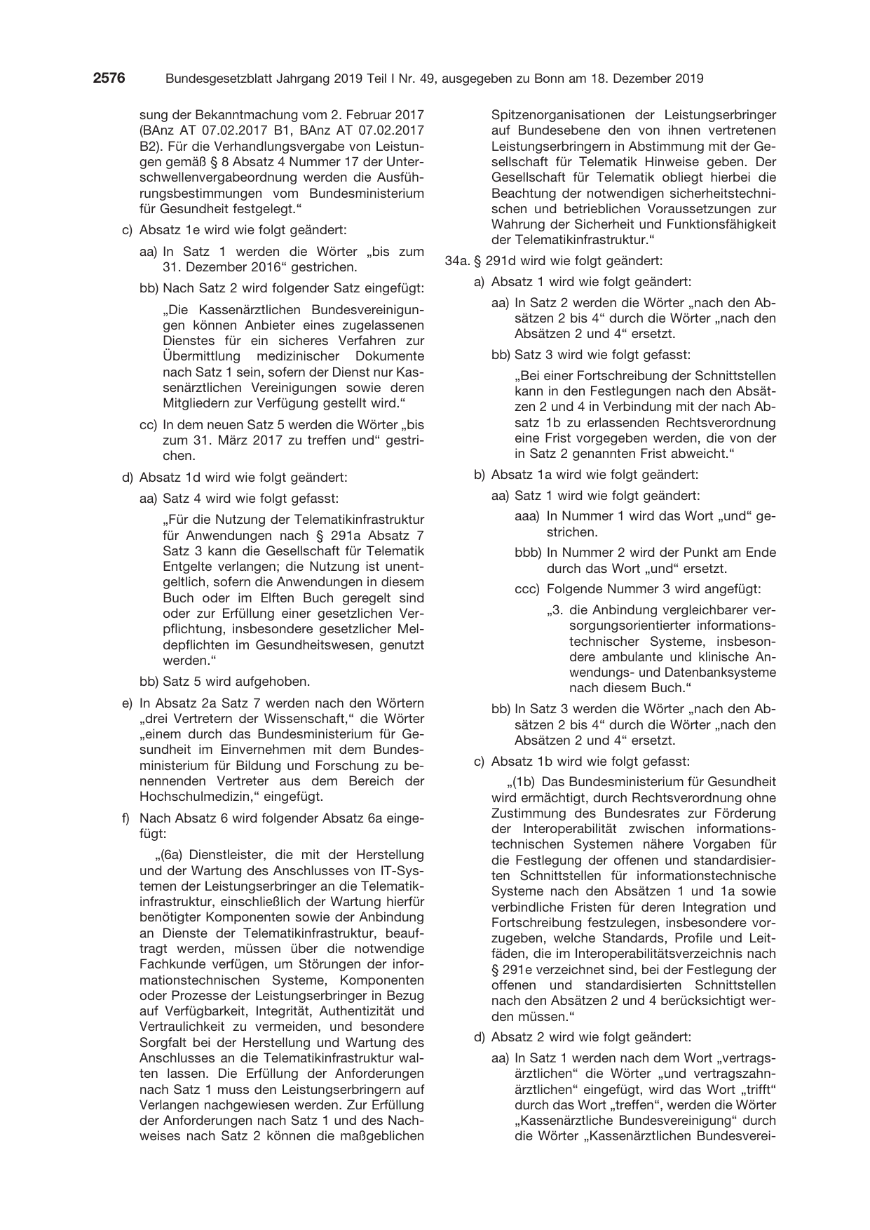 BGBl. 2019, Seite 2576 — Originalseite als Abbildung