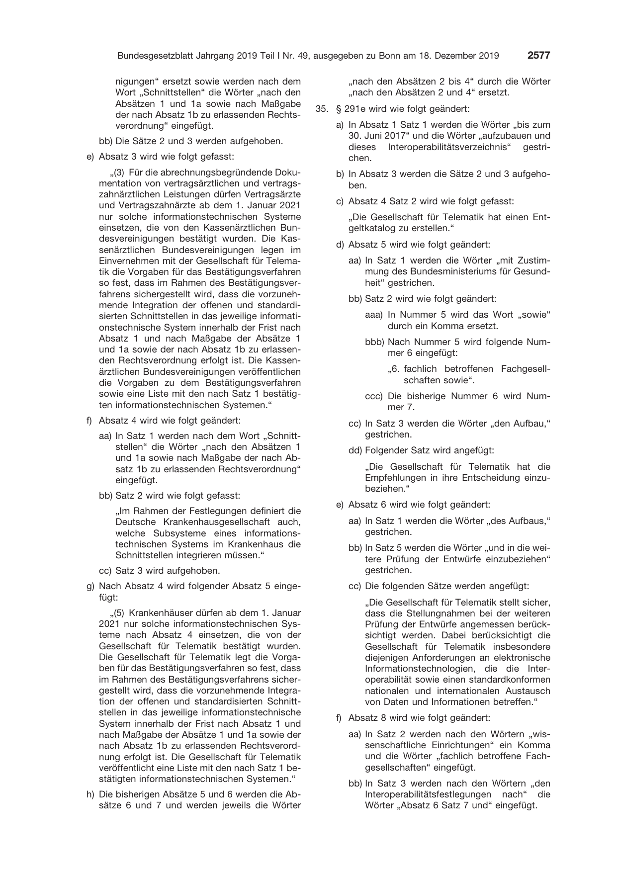BGBl. 2019, Seite 2577 — Originalseite als Abbildung