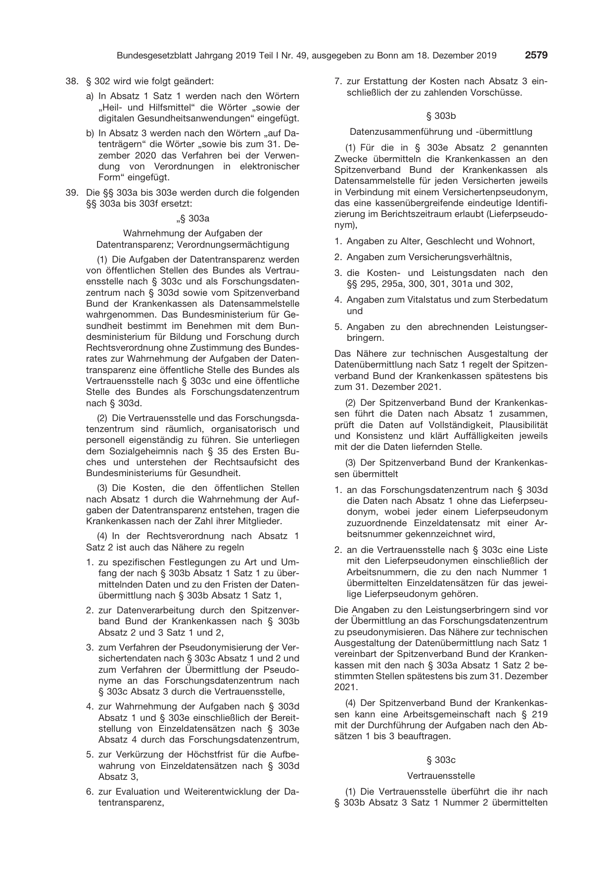 BGBl. 2019, Seite 2579 — Originalseite als Abbildung