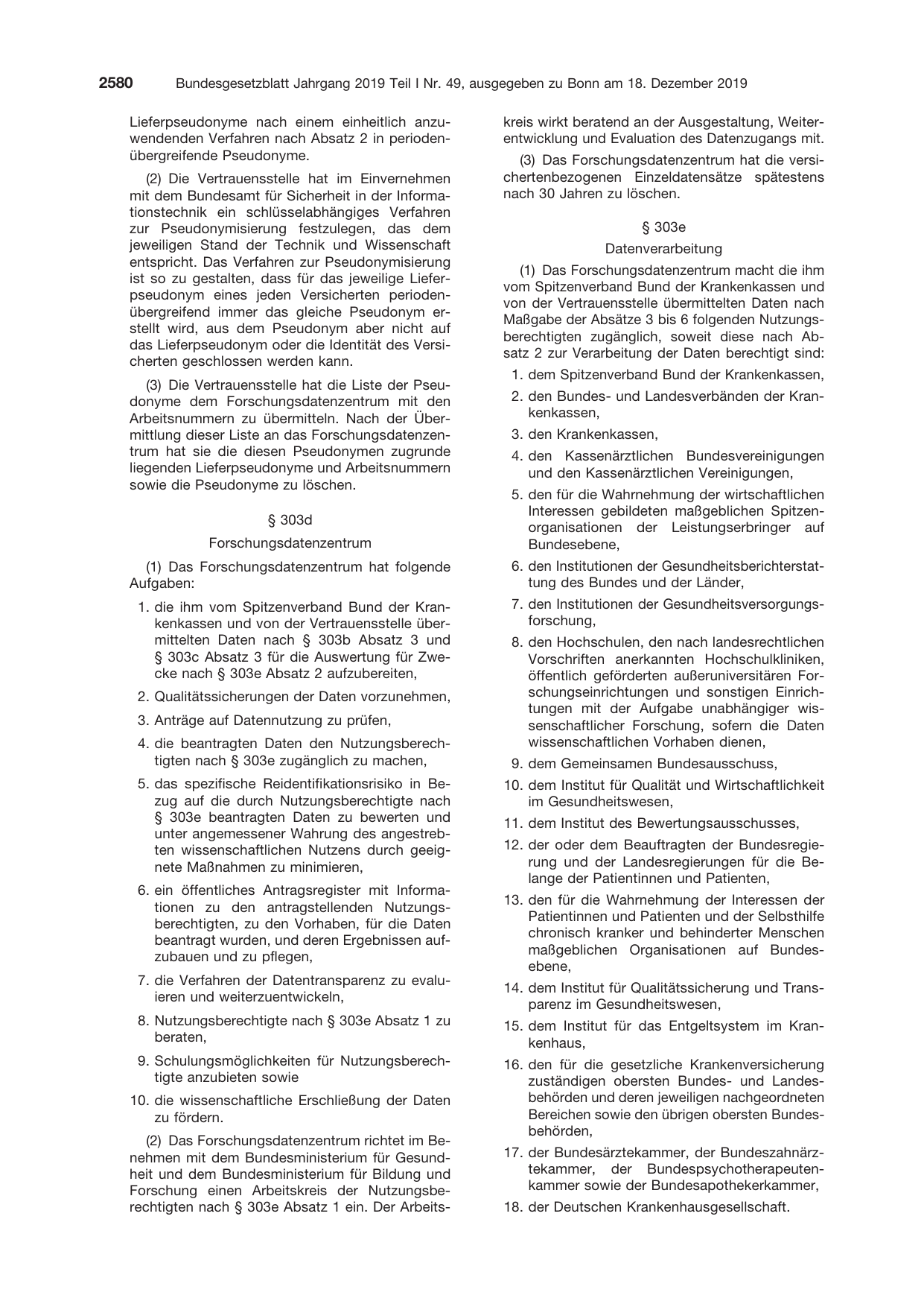 BGBl. 2019, Seite 2580 — Originalseite als Abbildung