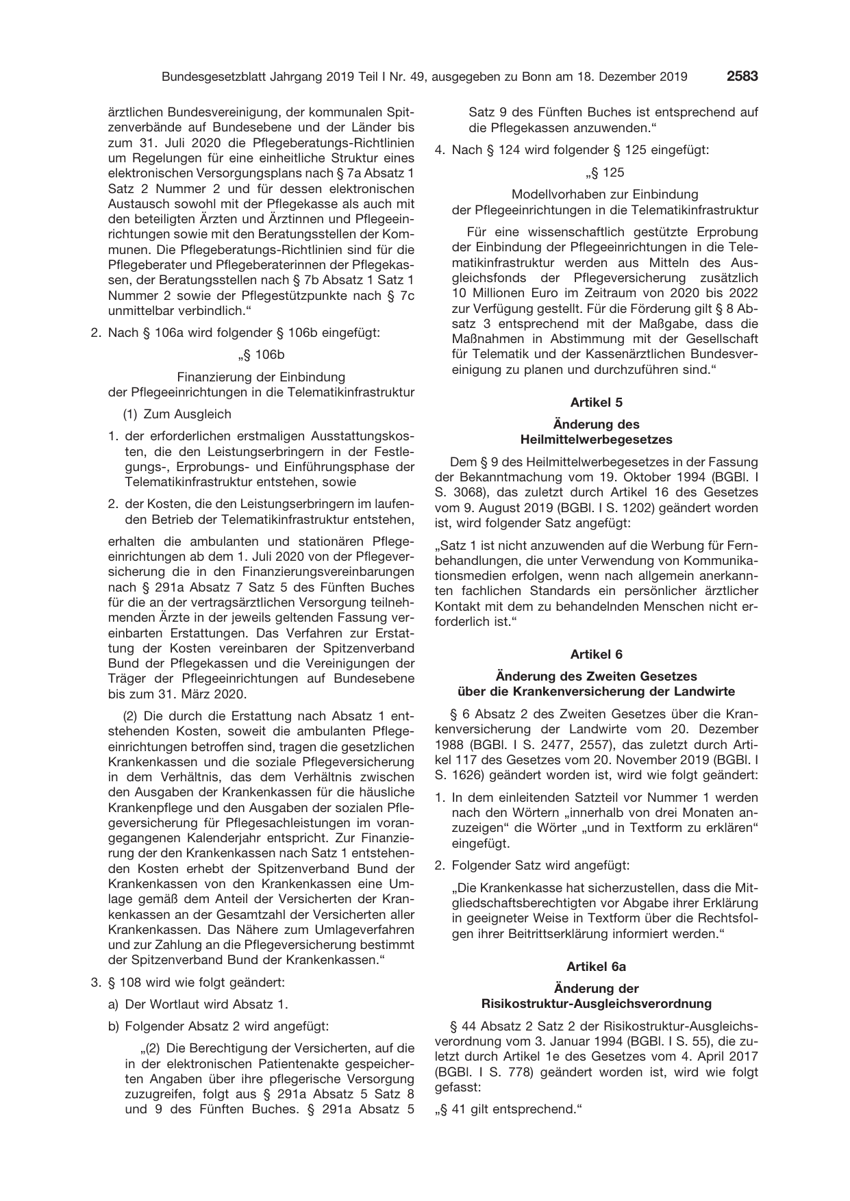 BGBl. 2019, Seite 2583 — Originalseite als Abbildung