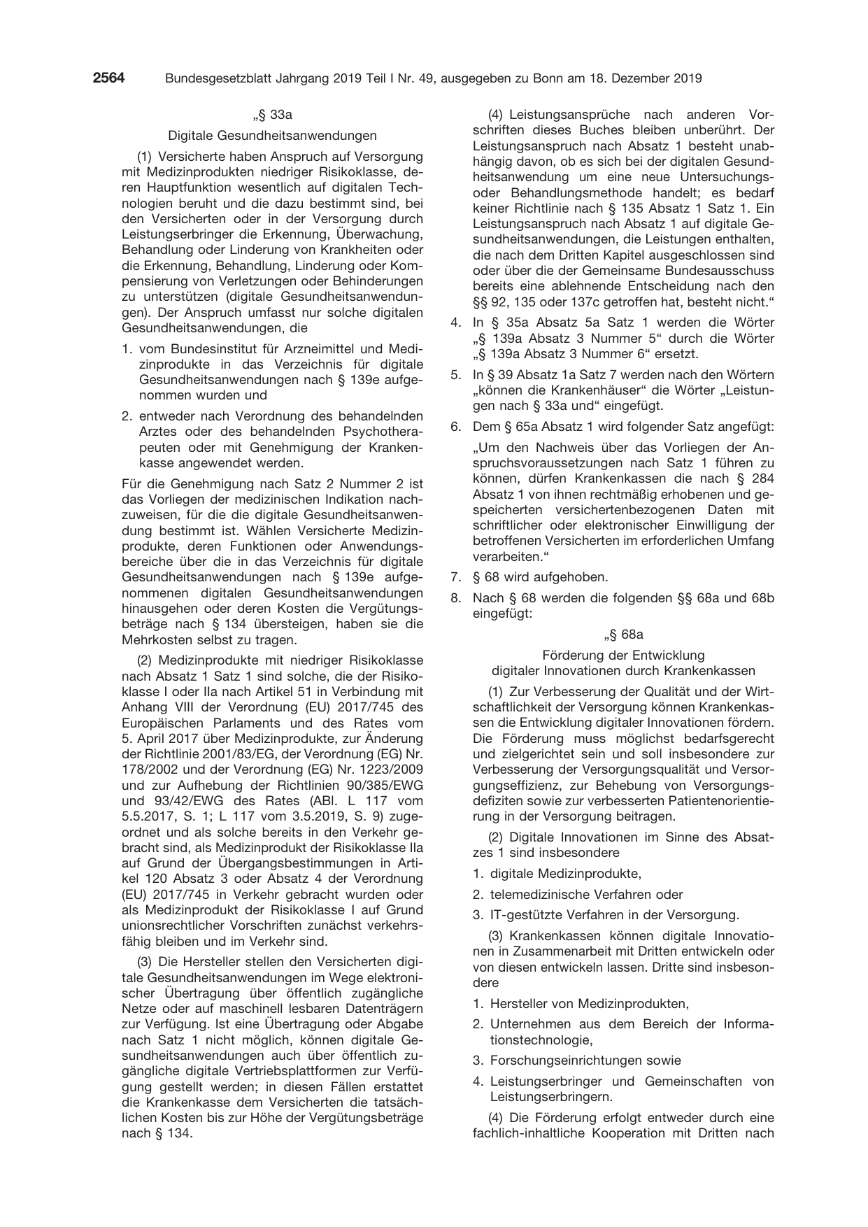 BGBl. 2019, Seite 2564 — Originalseite als Abbildung