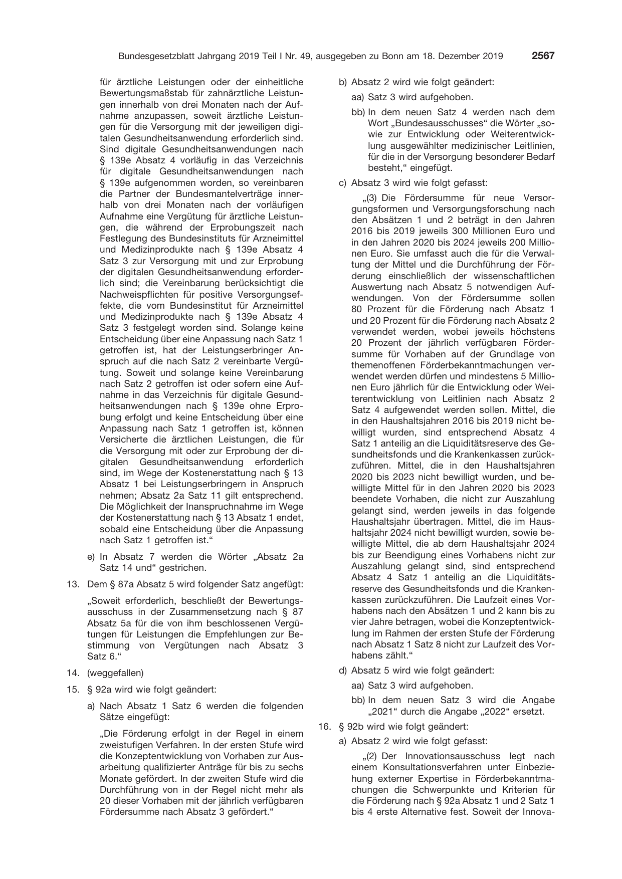 BGBl. 2019, Seite 2567 — Originalseite als Abbildung