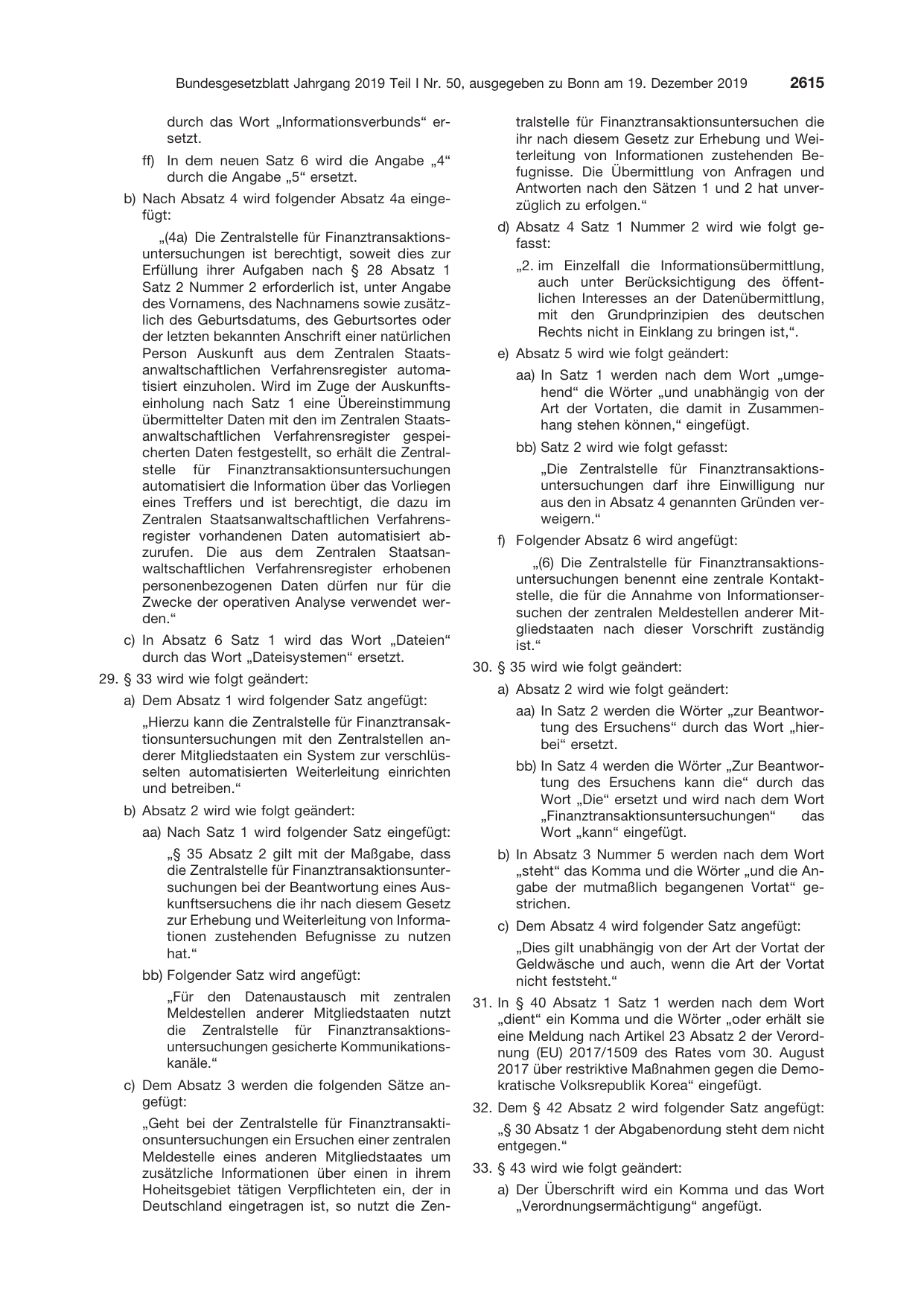BGBl. 2019, Seite 2615 — Originalseite als Abbildung