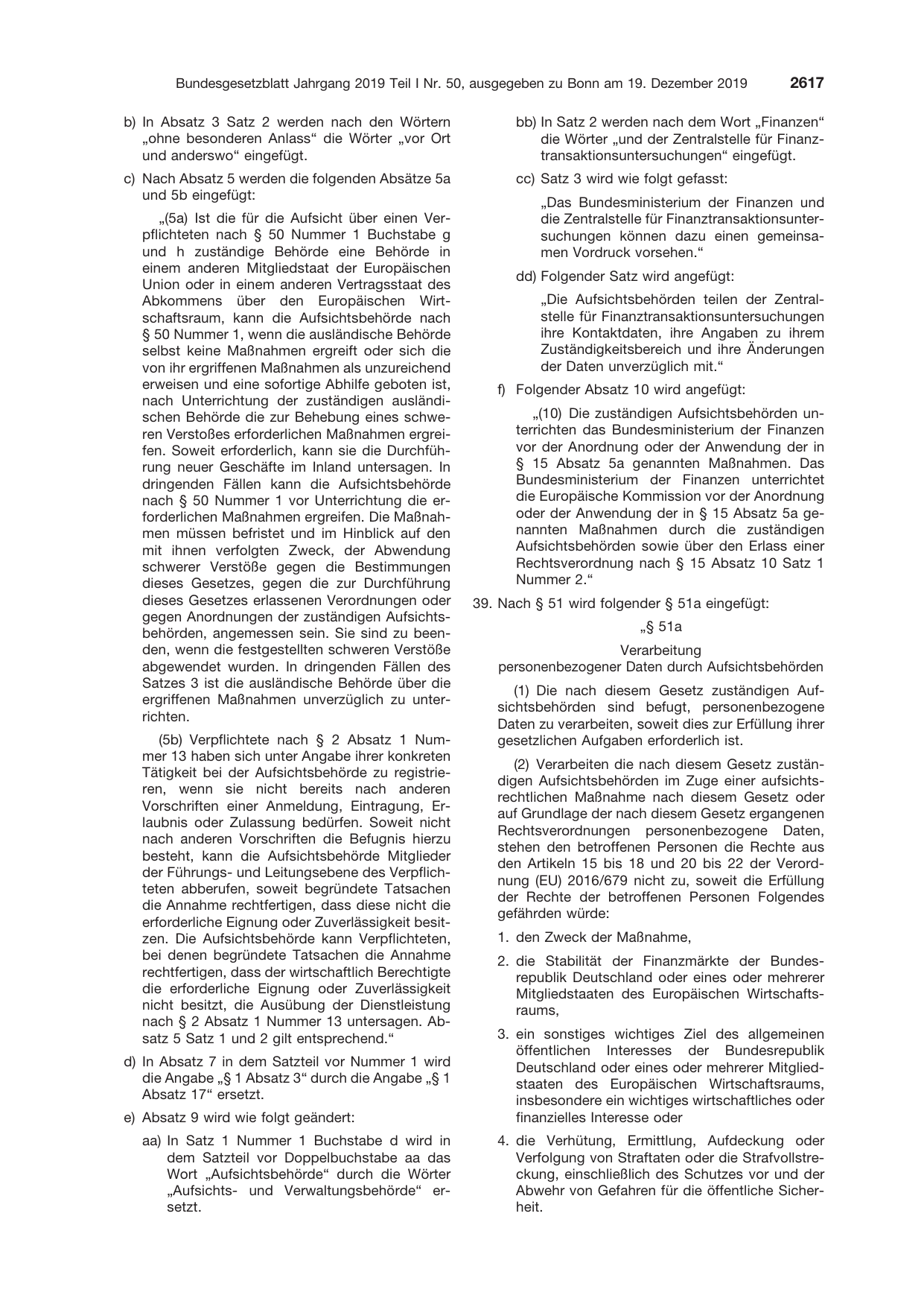BGBl. 2019, Seite 2617 — Originalseite als Abbildung