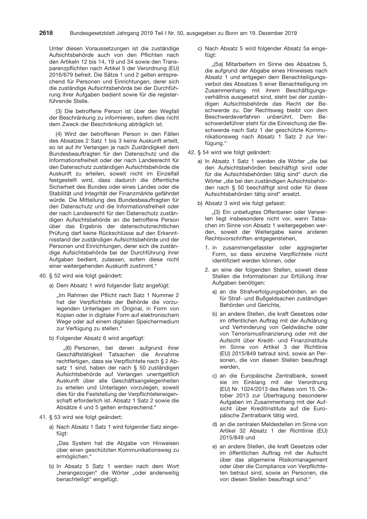 BGBl. 2019, Seite 2618 — Originalseite als Abbildung
