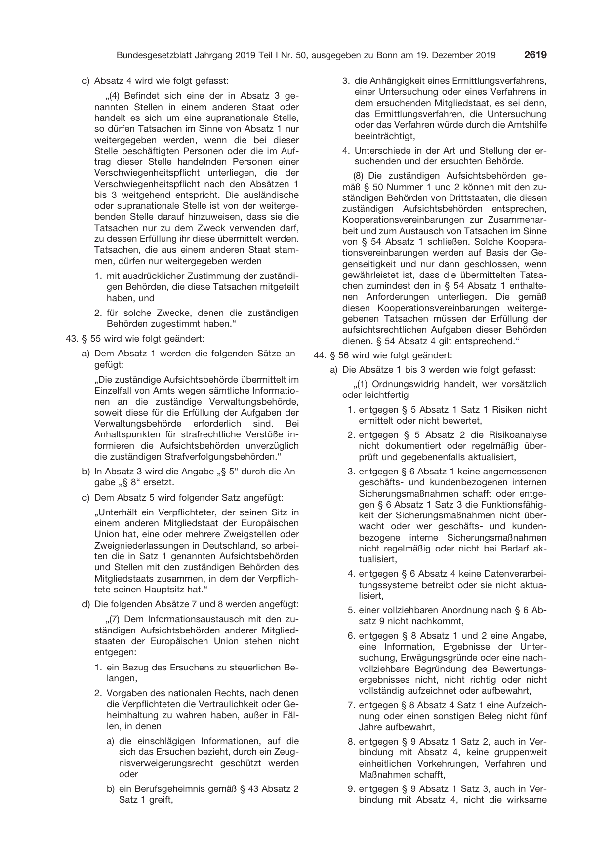 BGBl. 2019, Seite 2619 — Originalseite als Abbildung