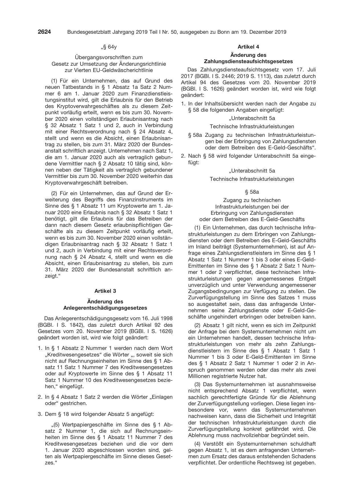 BGBl. 2019, Seite 2624 — Originalseite als Abbildung