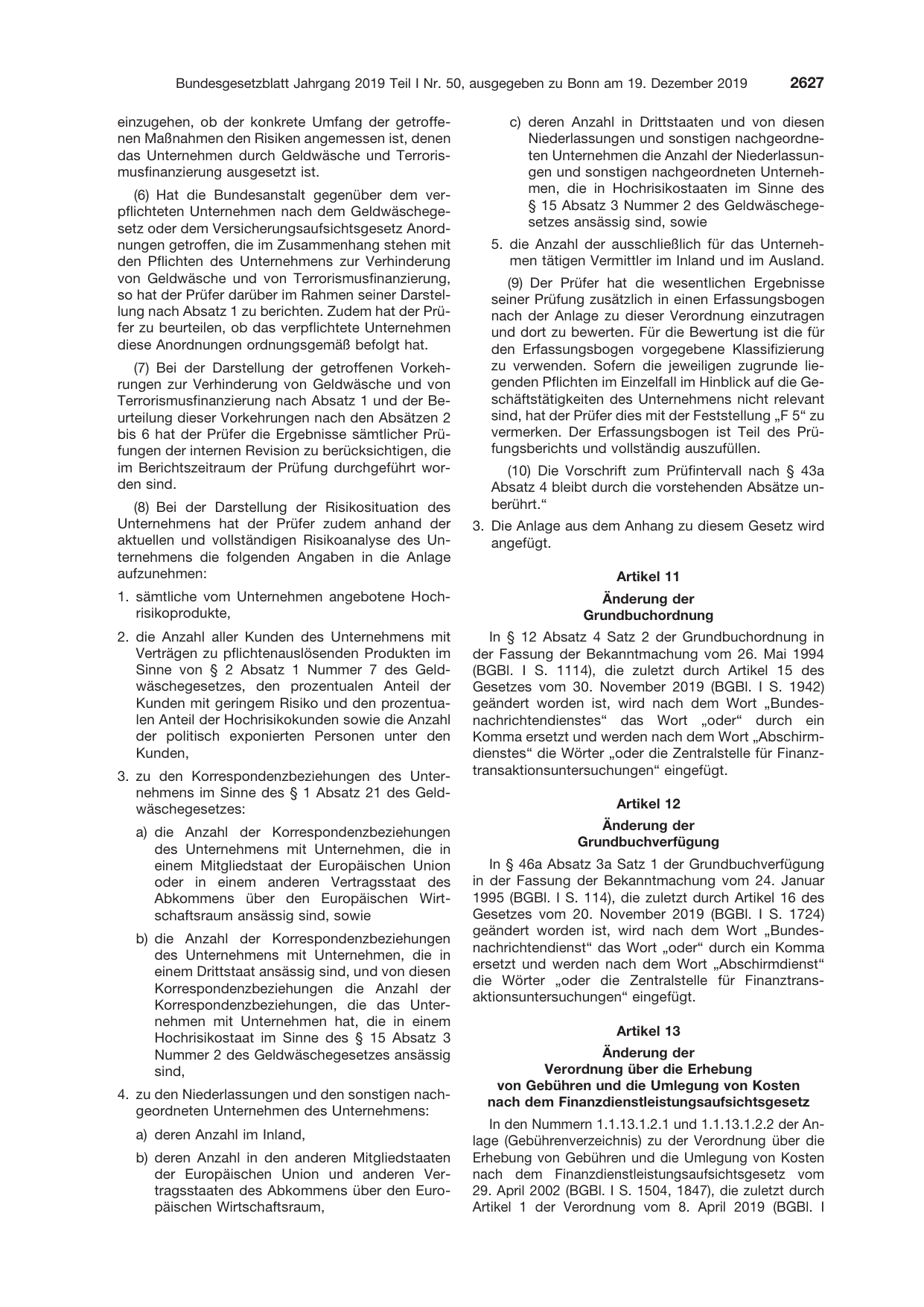 BGBl. 2019, Seite 2627 — Originalseite als Abbildung