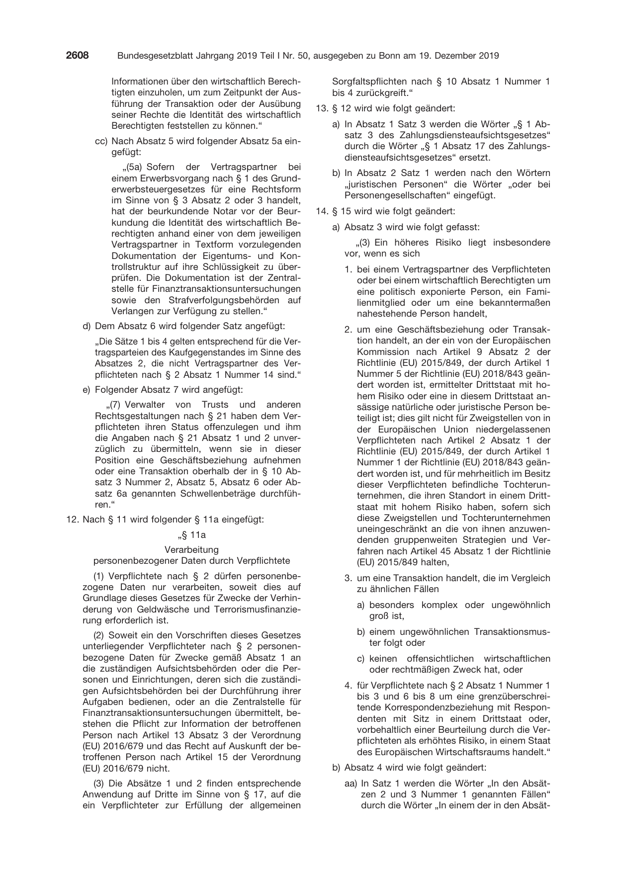 BGBl. 2019, Seite 2608 — Originalseite als Abbildung