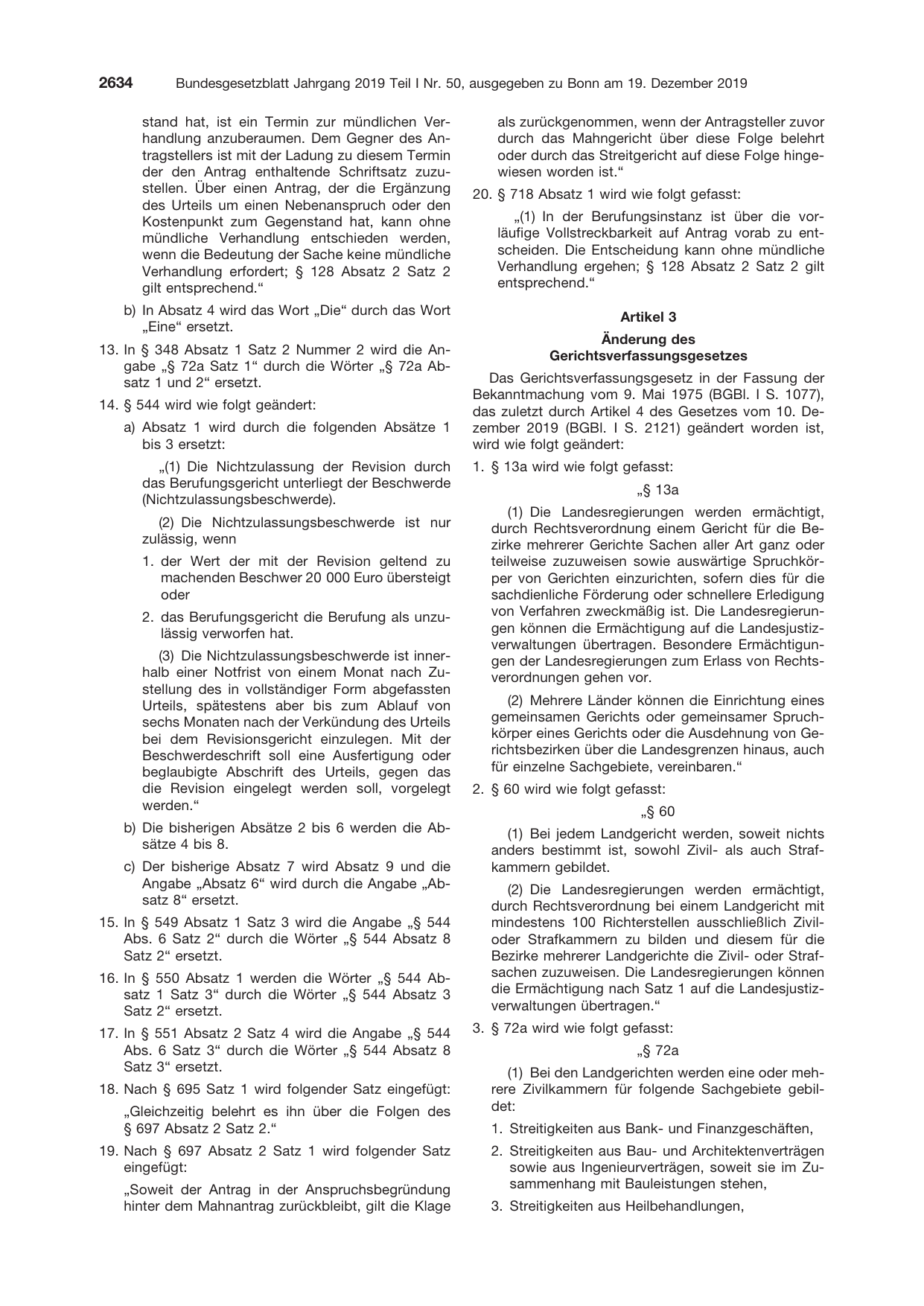 BGBl. 2019, Seite 2634 — Originalseite als Abbildung