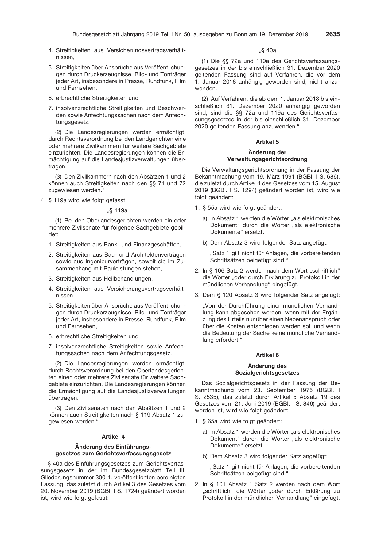BGBl. 2019, Seite 2635 — Originalseite als Abbildung