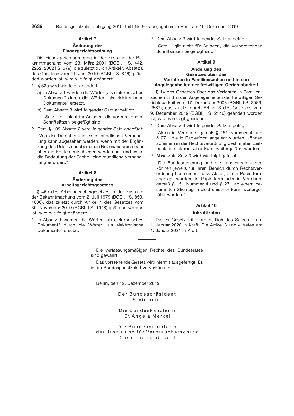 BGBl. 2019, Seite 2636 — Originalseite als Abbildung