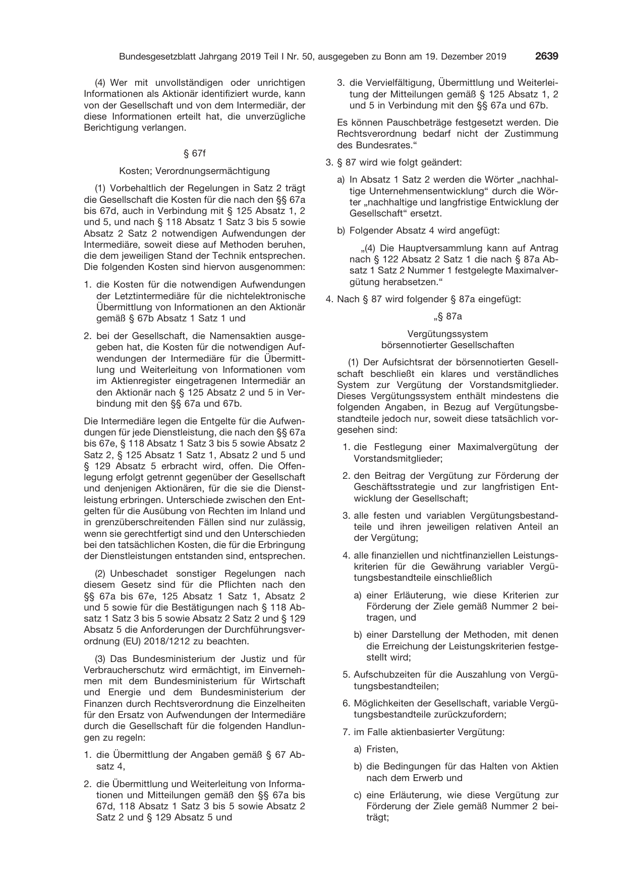 BGBl. 2019, Seite 2639 — Originalseite als Abbildung