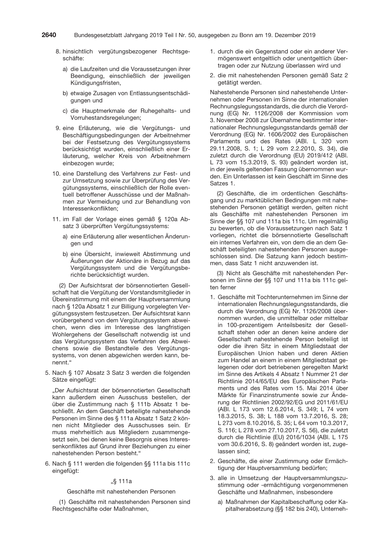 BGBl. 2019, Seite 2640 — Originalseite als Abbildung