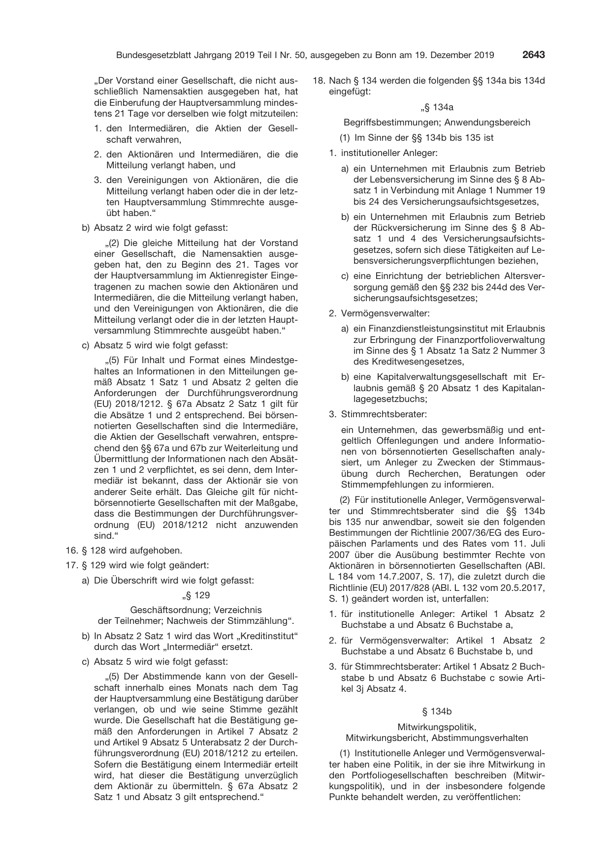 BGBl. 2019, Seite 2643 — Originalseite als Abbildung