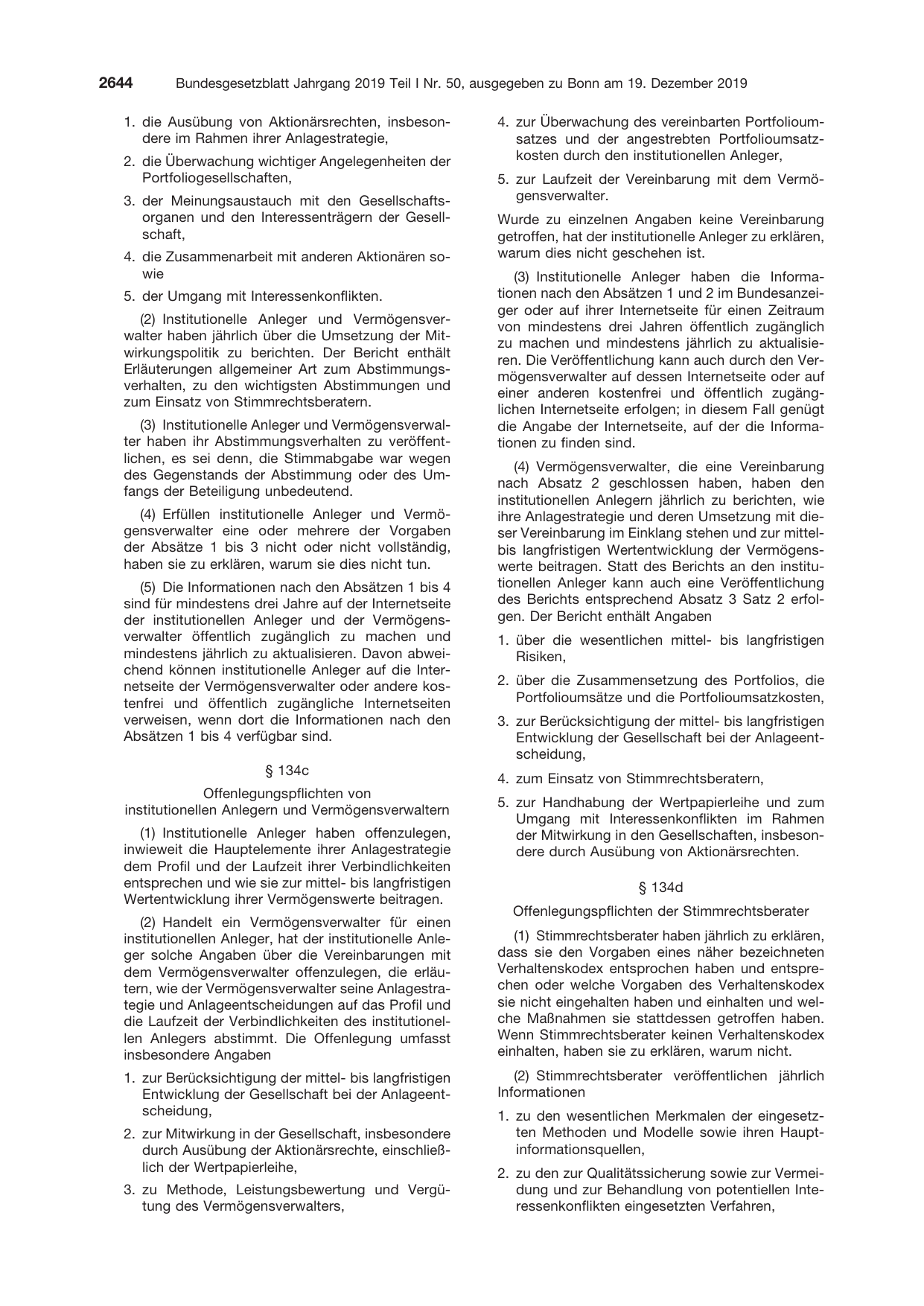 BGBl. 2019, Seite 2644 — Originalseite als Abbildung