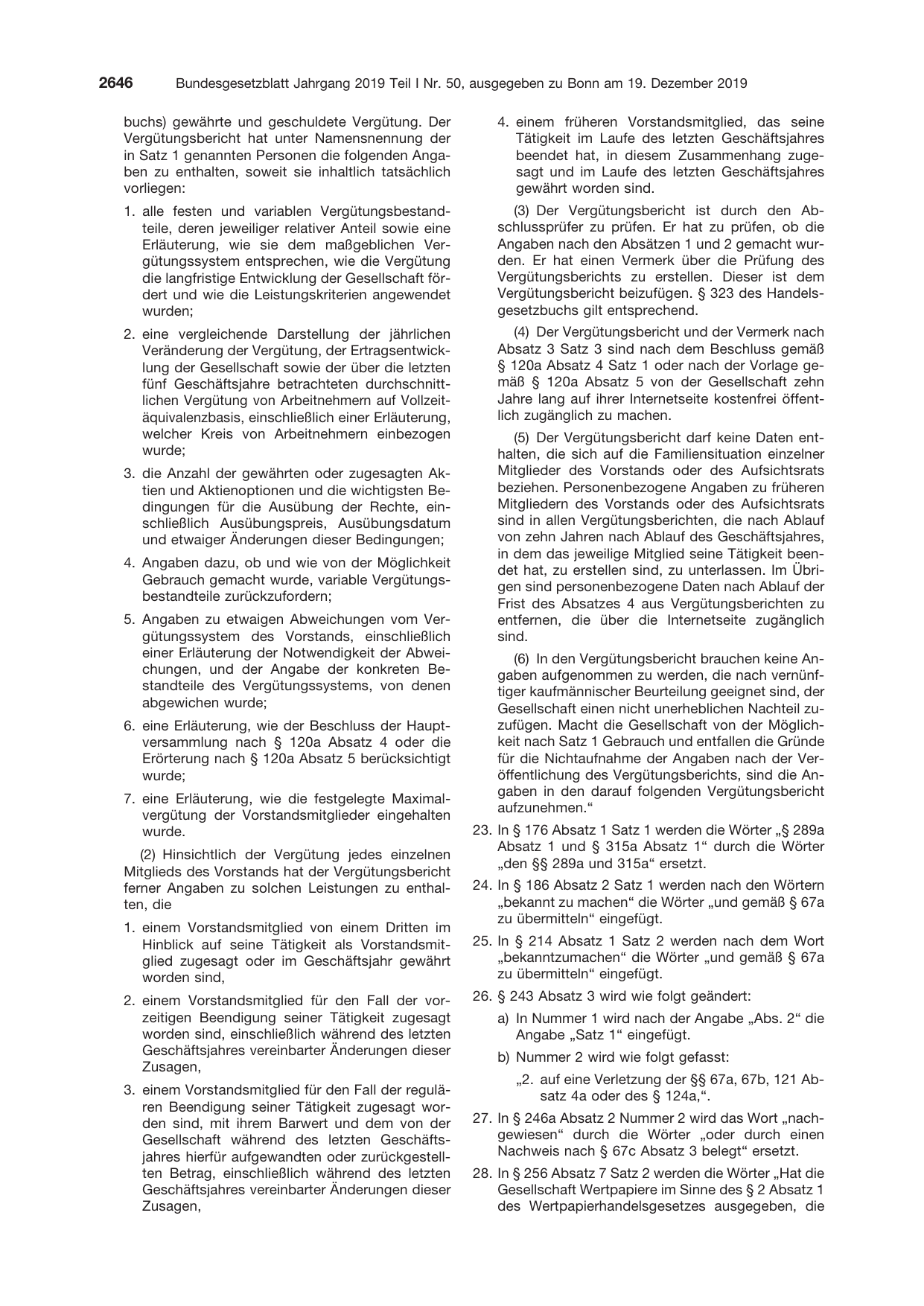 BGBl. 2019, Seite 2646 — Originalseite als Abbildung