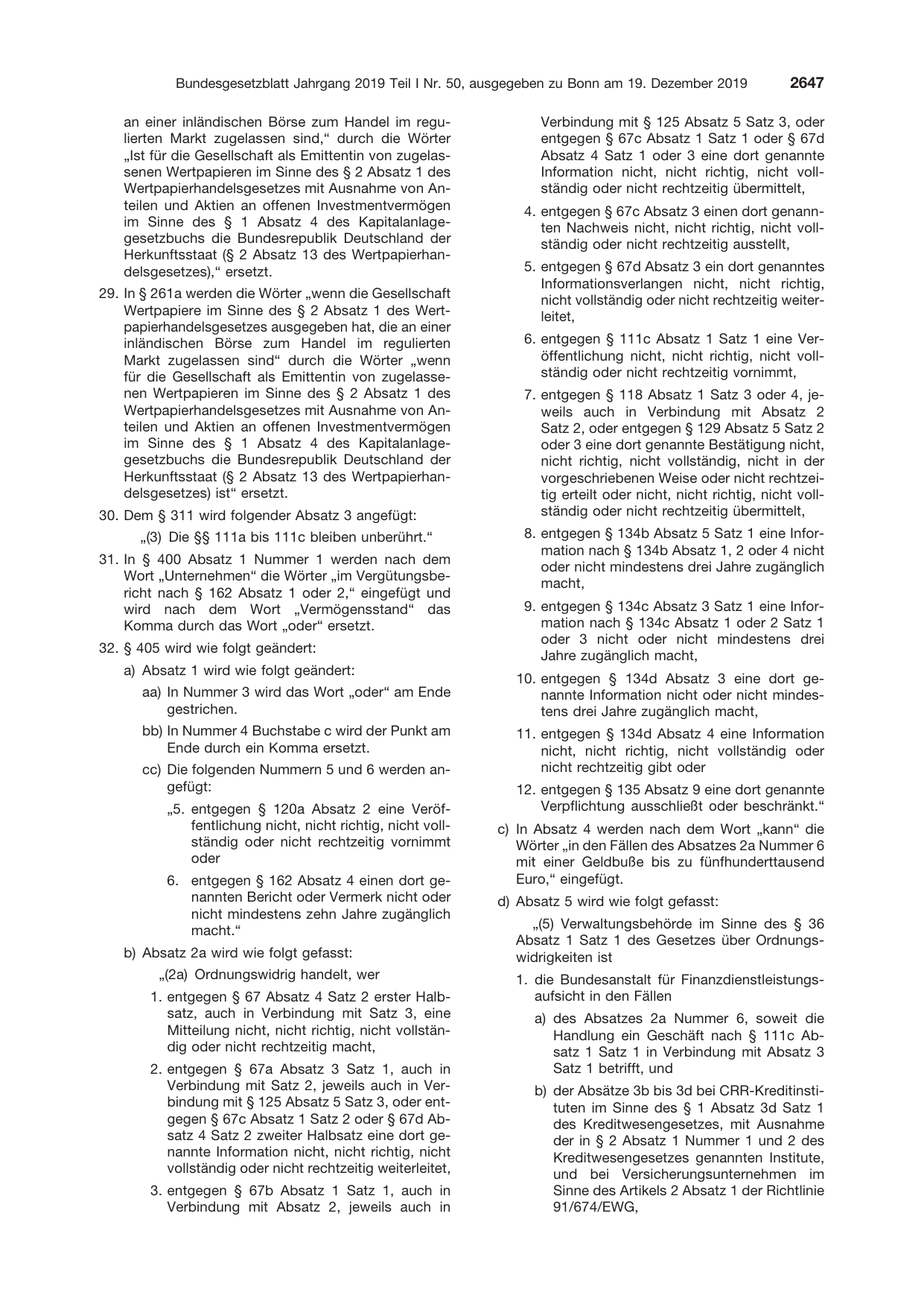 BGBl. 2019, Seite 2647 — Originalseite als Abbildung