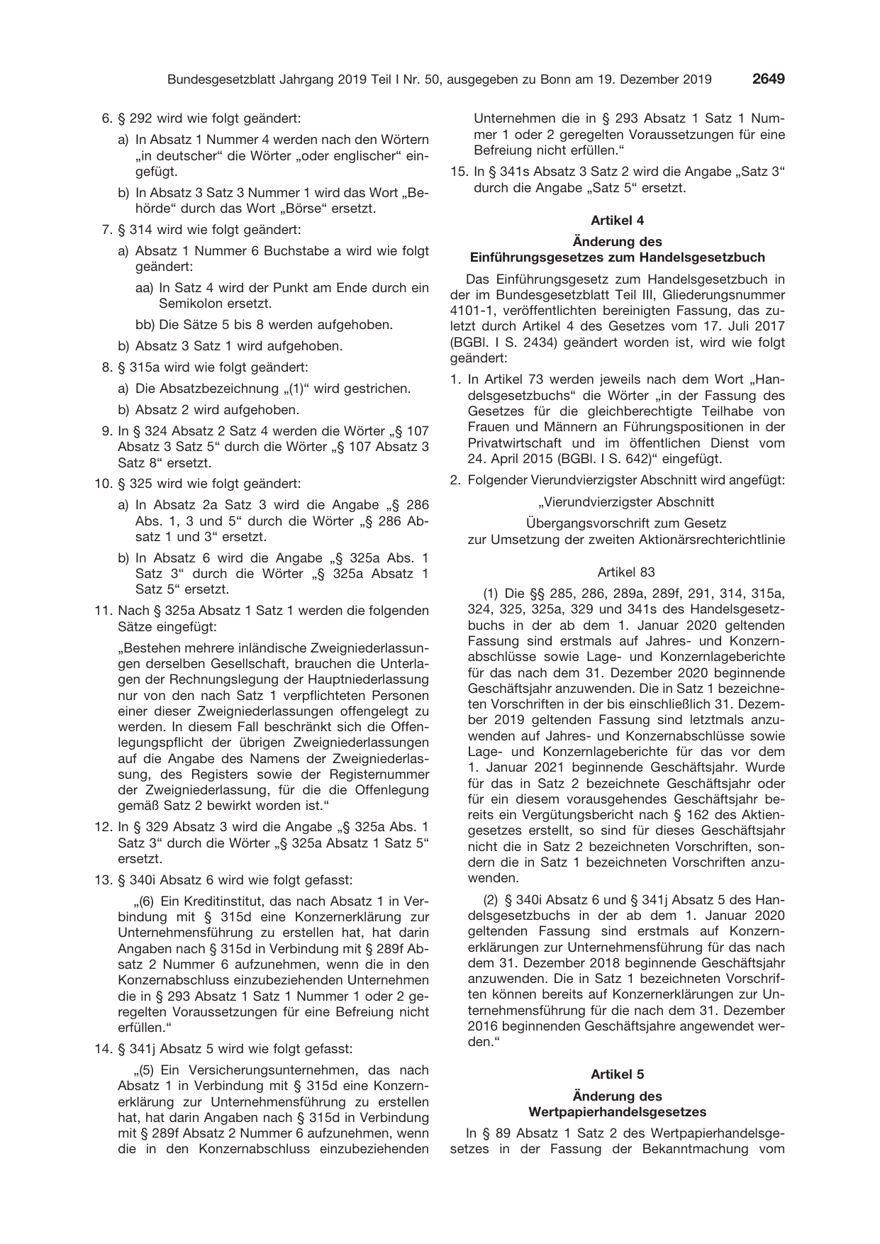 BGBl. 2019, Seite 2649 — Originalseite als Abbildung