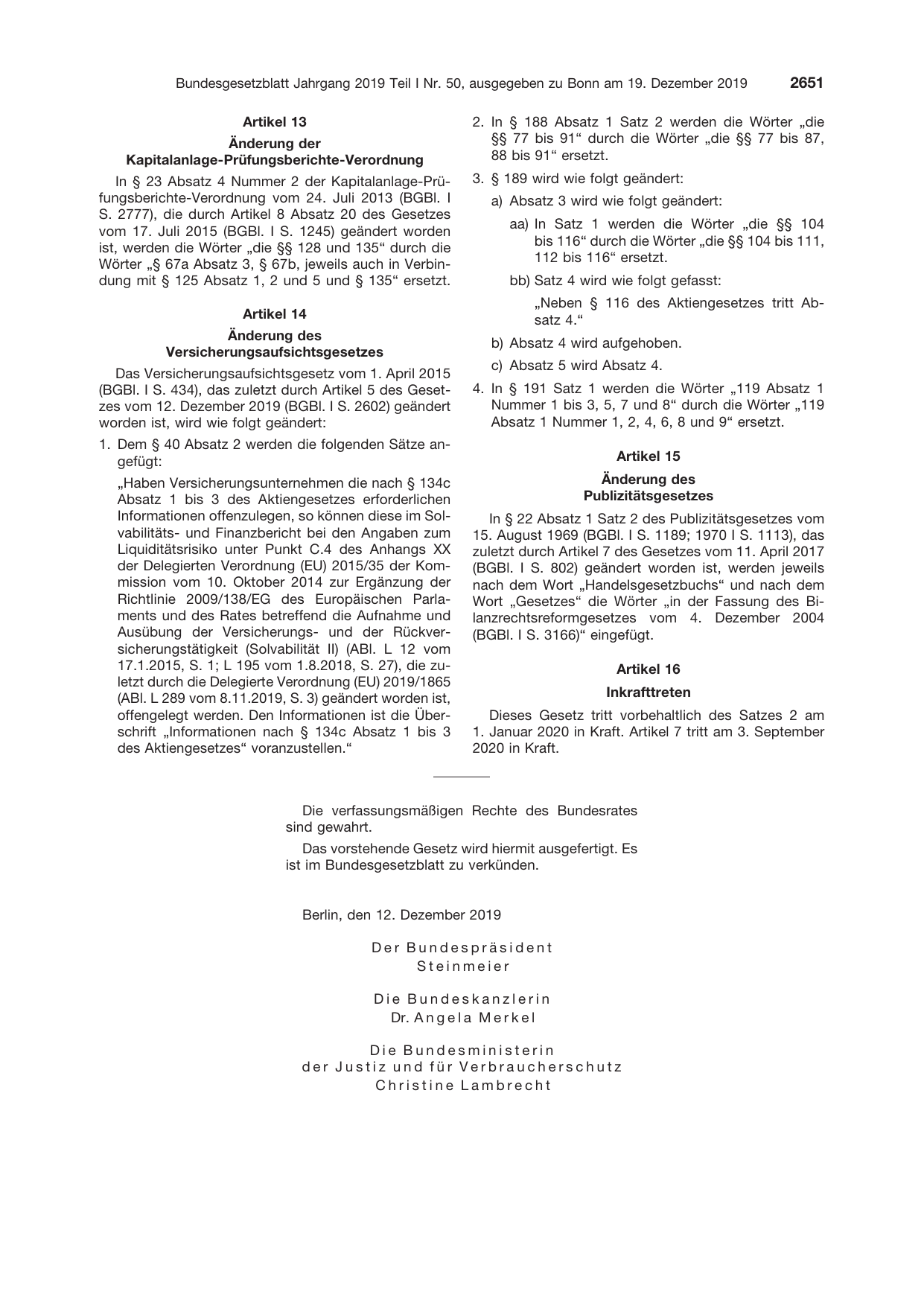 BGBl. 2019, Seite 2651 — Originalseite als Abbildung