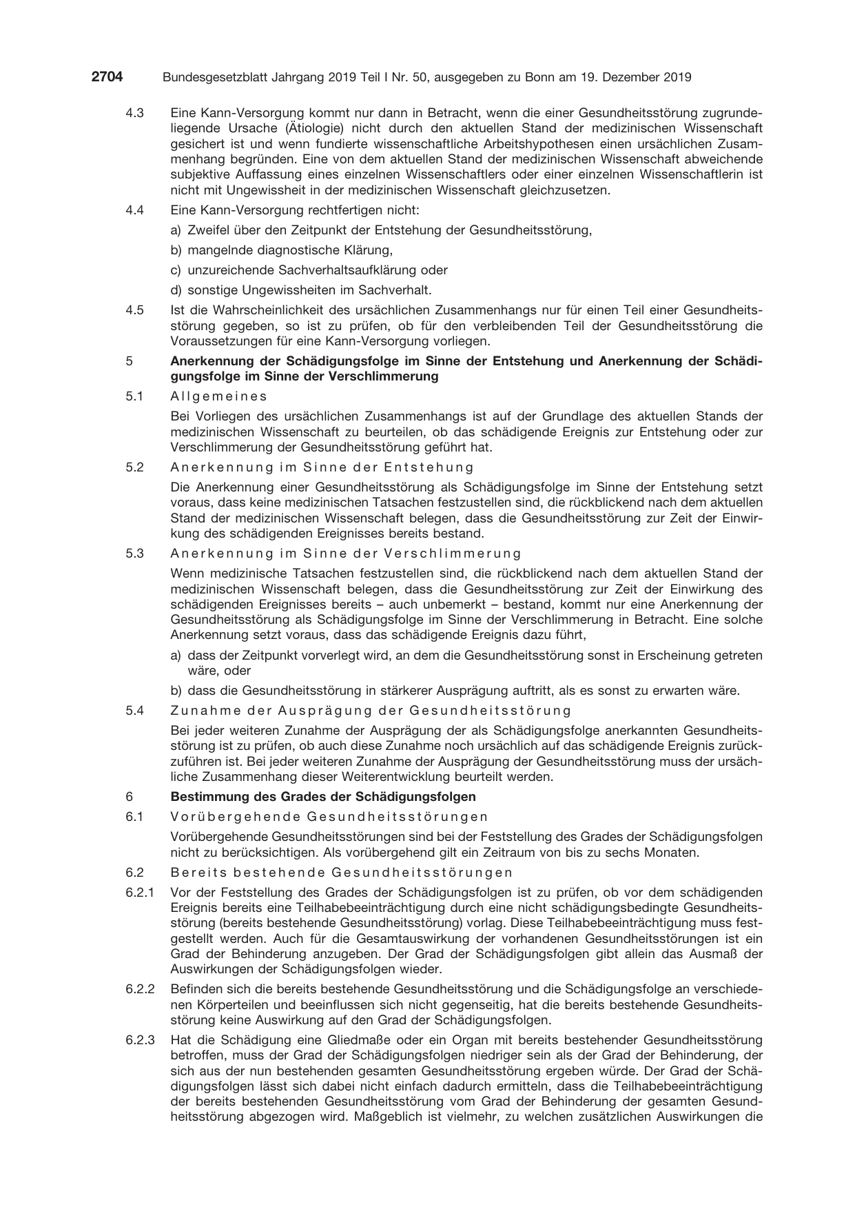 BGBl. 2019, Seite 2704 — Originalseite als Abbildung