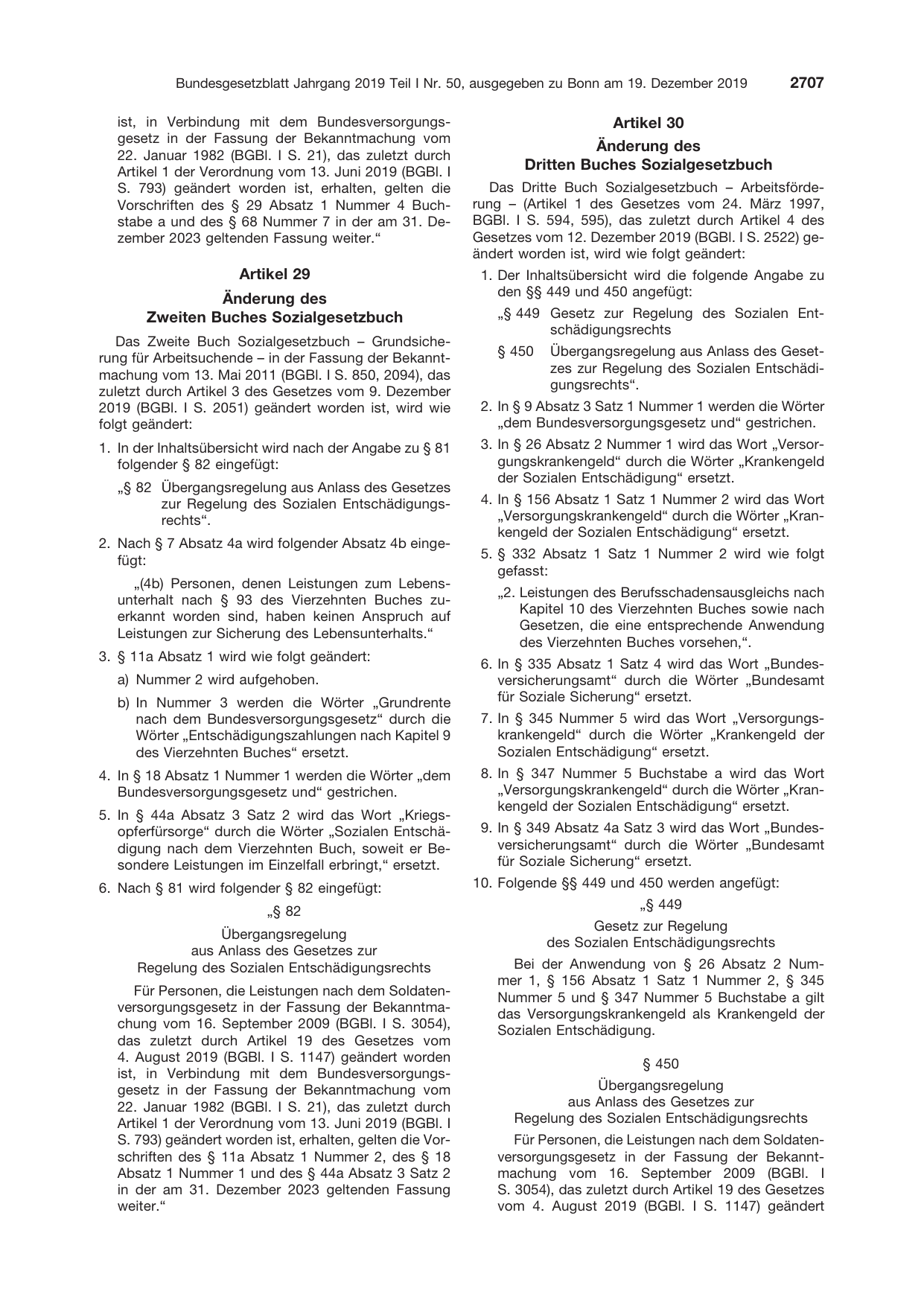 BGBl. 2019, Seite 2707 — Originalseite als Abbildung