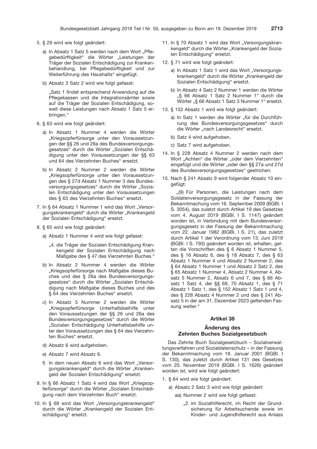 BGBl. 2019, Seite 2713 — Originalseite als Abbildung