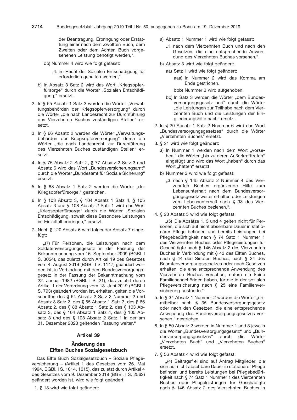 BGBl. 2019, Seite 2714 — Originalseite als Abbildung