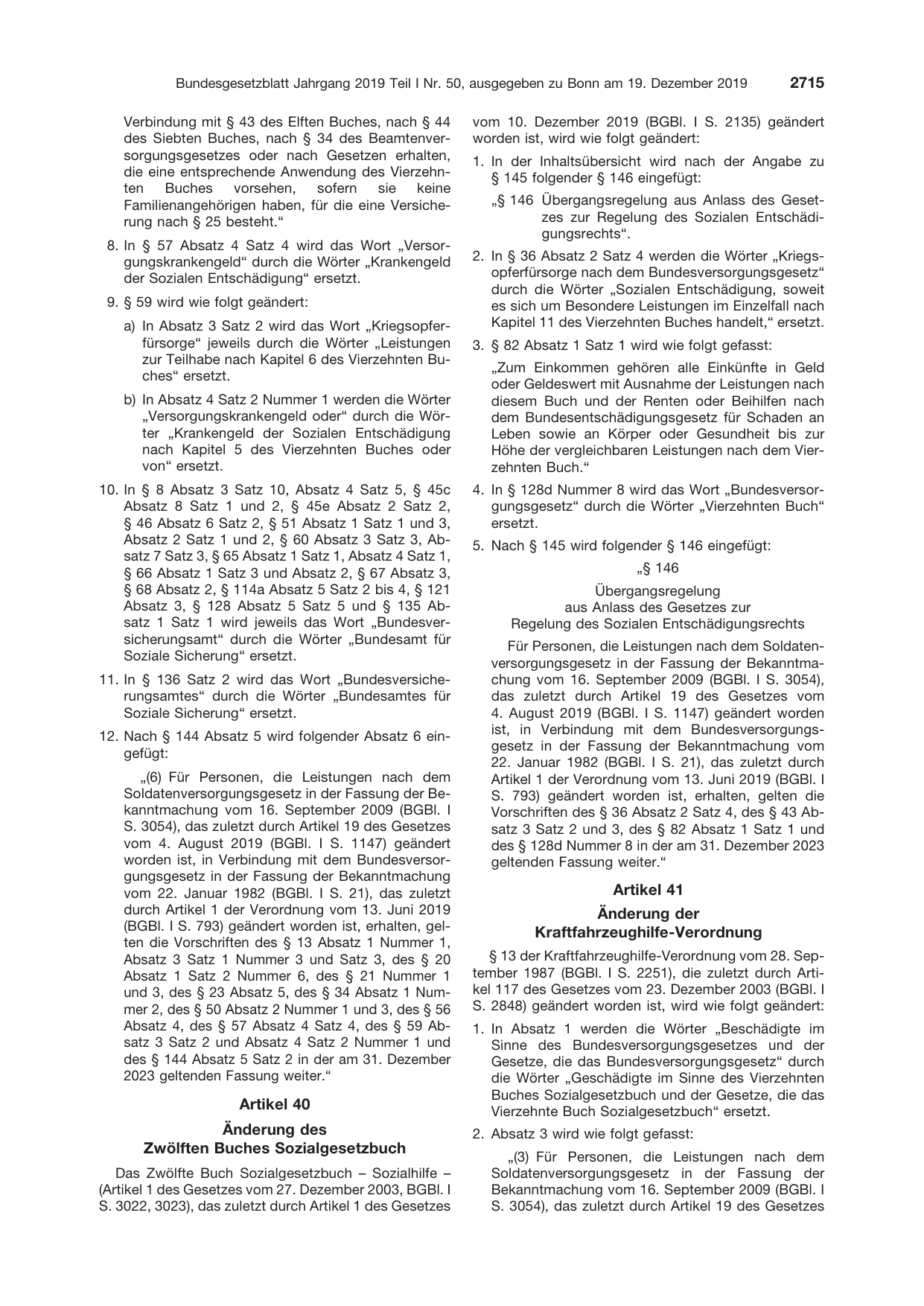 BGBl. 2019, Seite 2715 — Originalseite als Abbildung