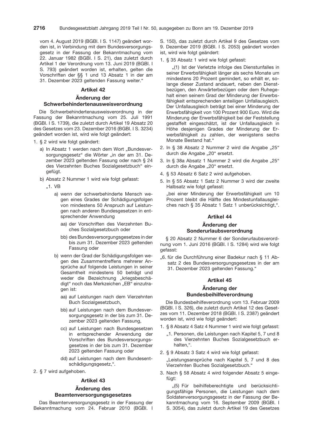 BGBl. 2019, Seite 2716 — Originalseite als Abbildung